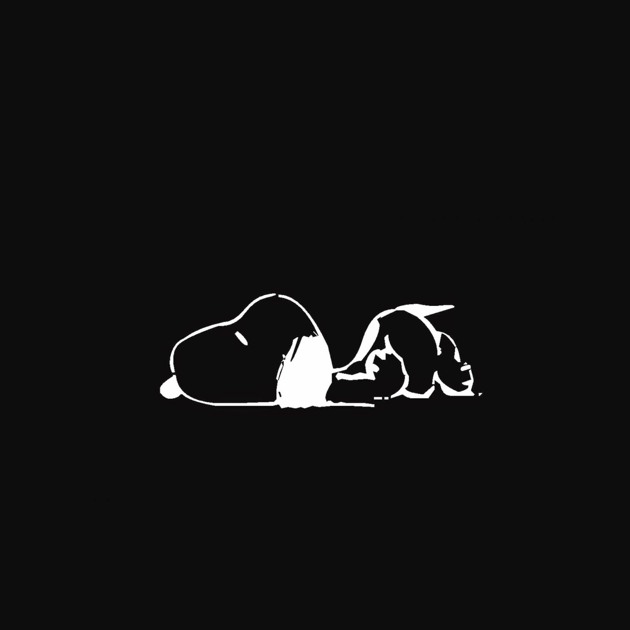 2048x2048 Snoopy Black Wallpaper