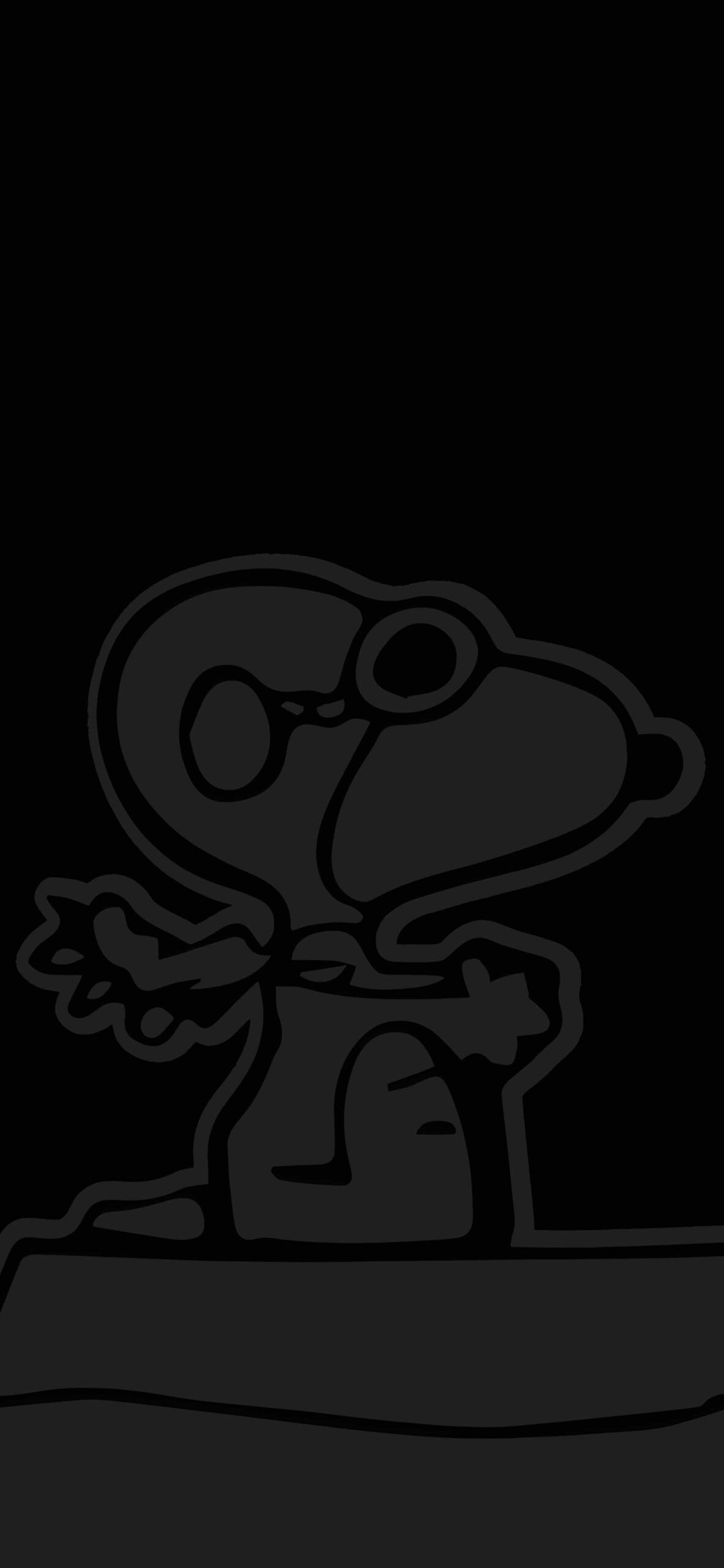 1183x2560 Snoopy Black and White Aviator Outline Wallpaper