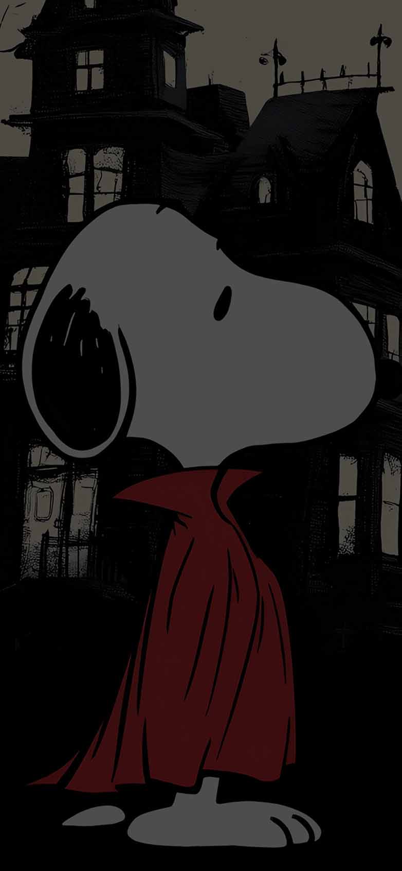 782x1692 Halloween Snoopy Vampire Mansion Moonlight Wallpaper iPhone