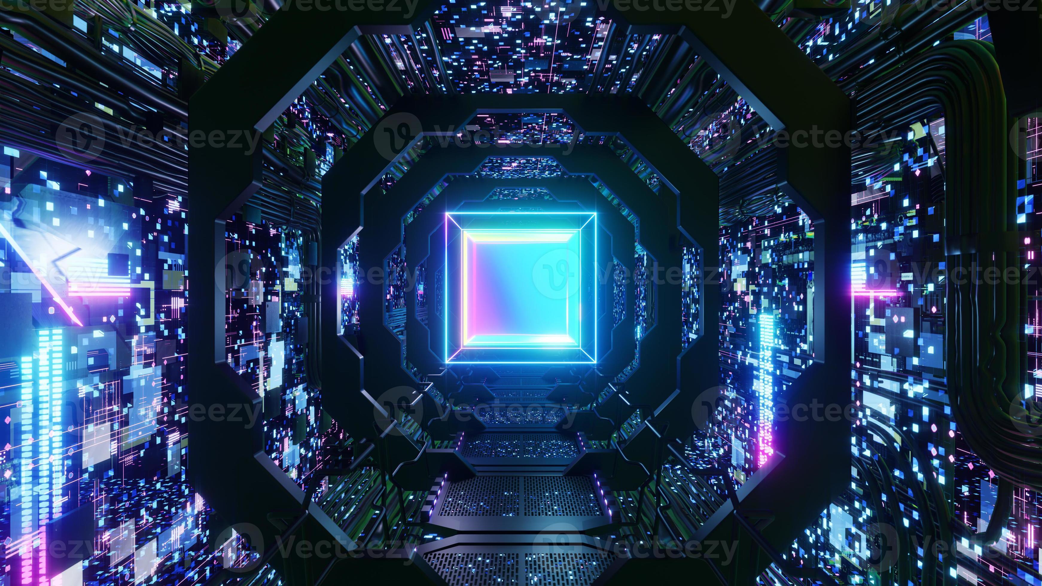 3484x1960 3D illustration Background for advertising and wallpaper in sci fi and technology innovation scene. 3D rendering in decorative concept