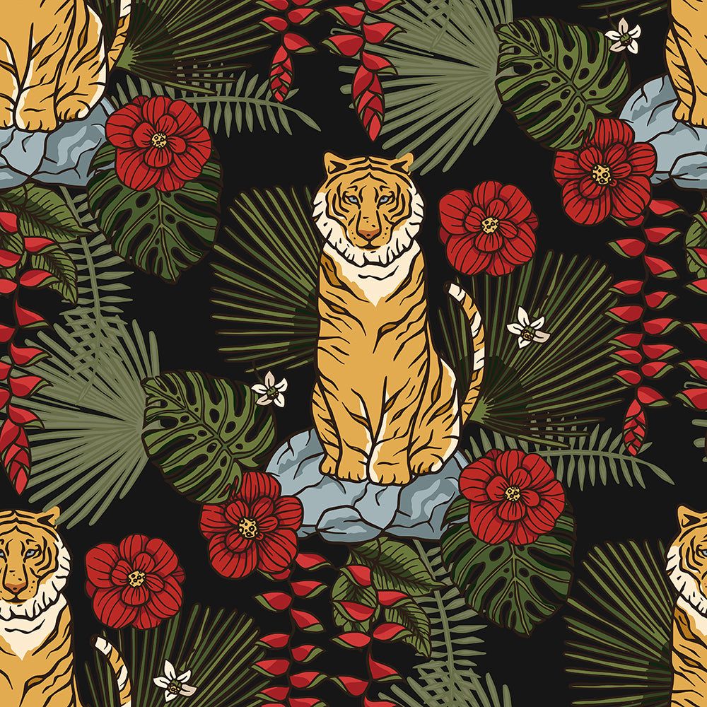 1000x1000 Boho Tiger Jungle Peel and Stick Wallpaper