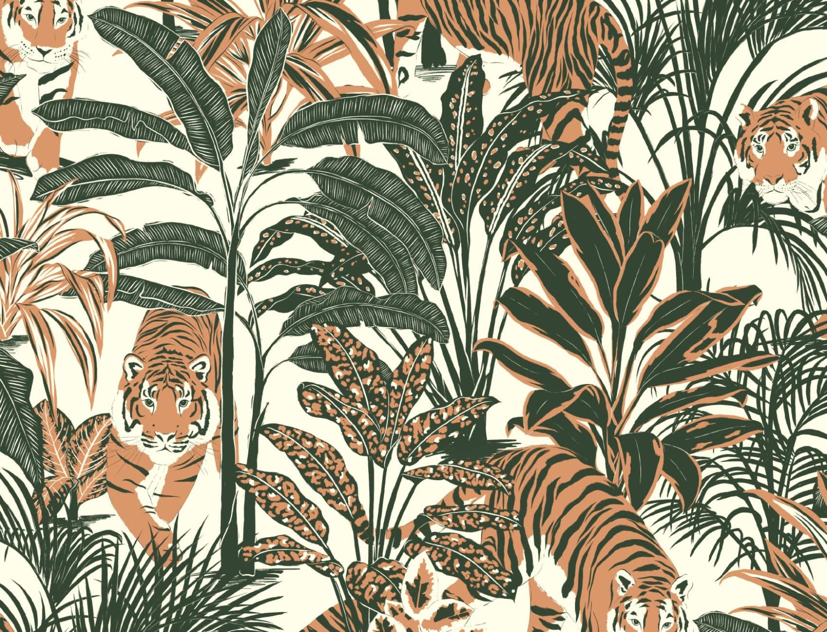 1700x1300 Tropical Tiger Jungle Plants Pattern Wallpaper