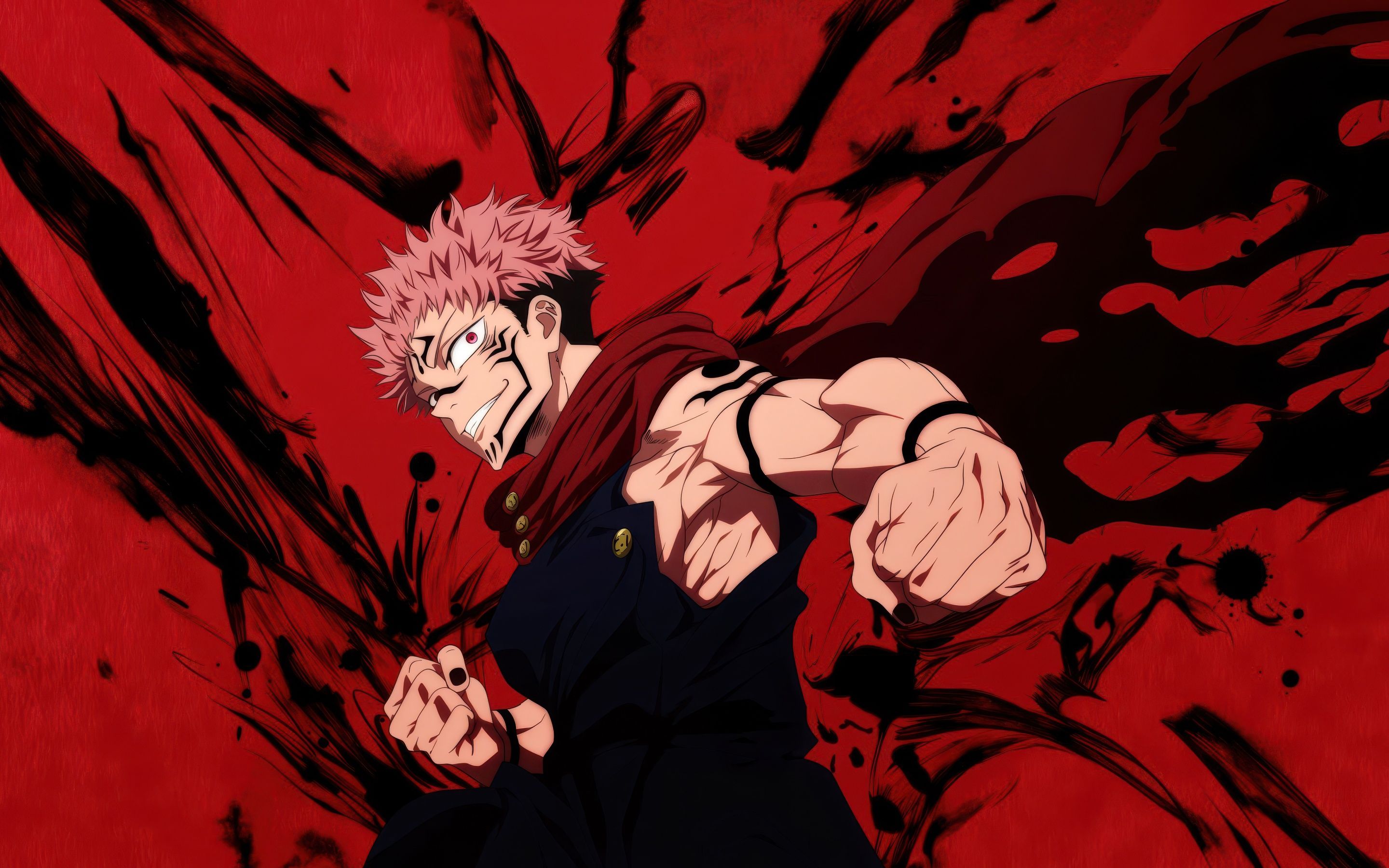 2880x1800 Sukuna Wallpaper 4K, Red background, Jujutsu Kaisen