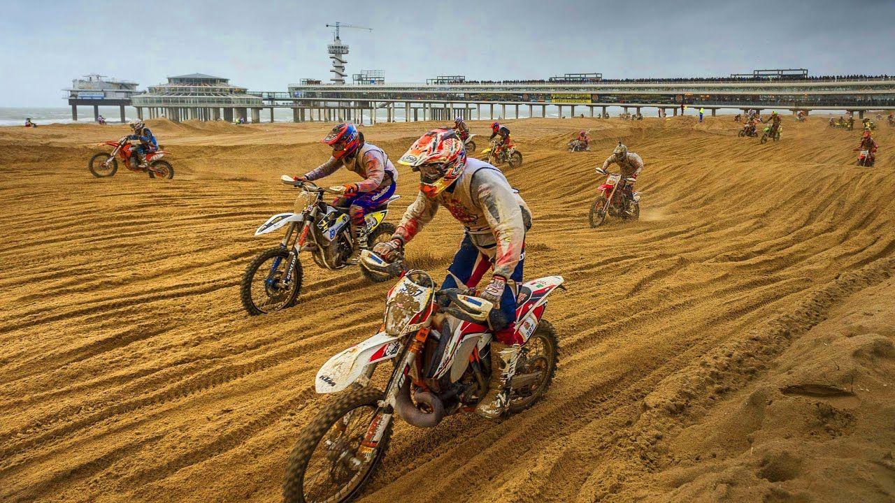 1280x720 Mass Dirt Bike Racing on Hague Beach. Red Bull Knock Out