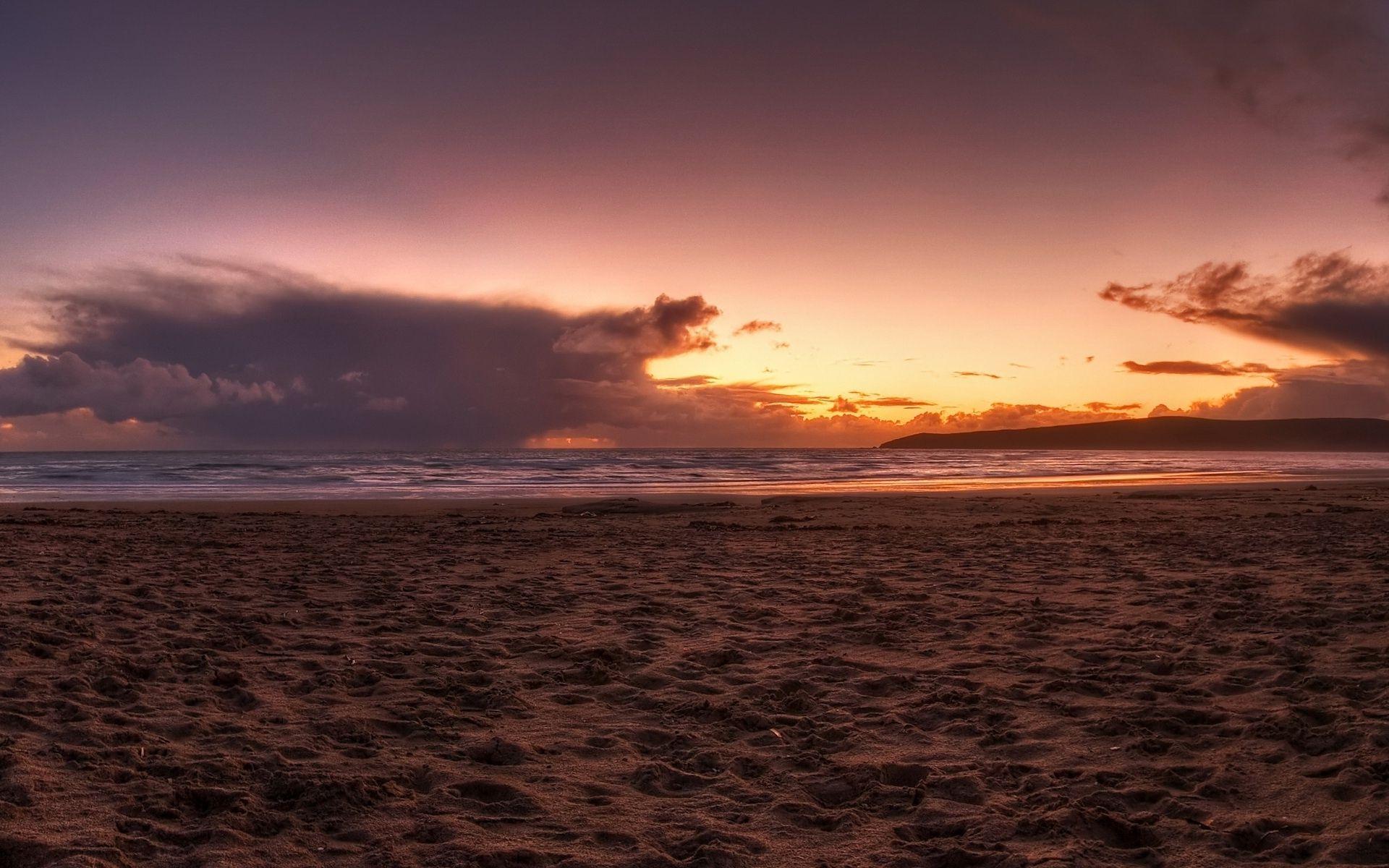 1920x1200 Ocean Dirty Beach Pink Sunset desktop PC and Mac wallpaper