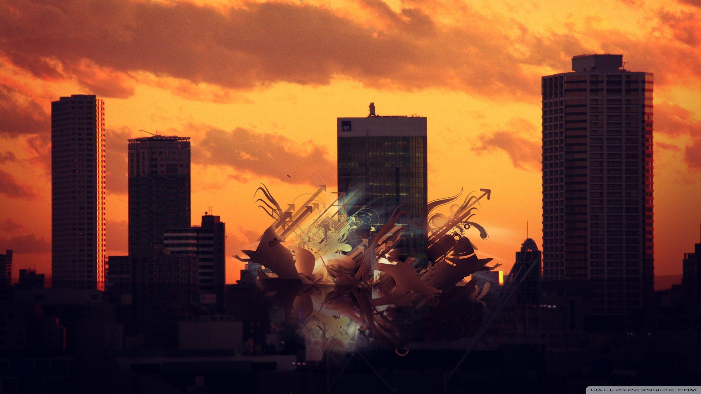 2400x1350 Sunset Abstract City Ultra HD Desktop Background Wallpaper for 4K UHD TV : Tablet