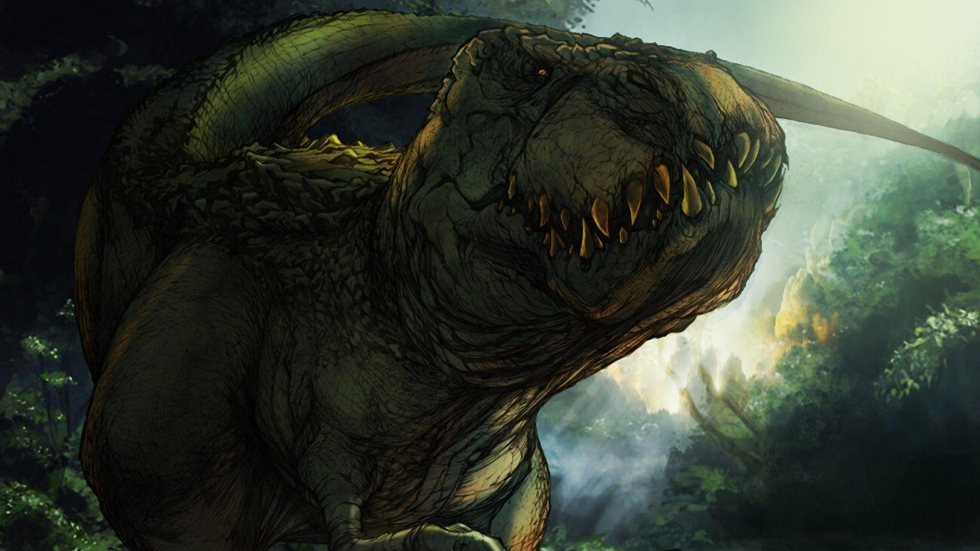 1920x1080 Wallpaper Tyrannosaurus rex Dinosaurs animal Painting Art 1920x1080