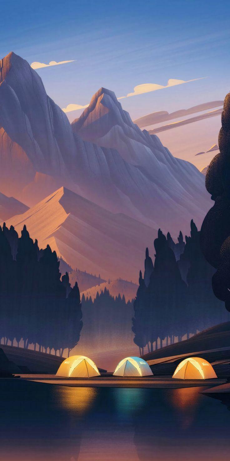 736x1472 Camping Wallpaper