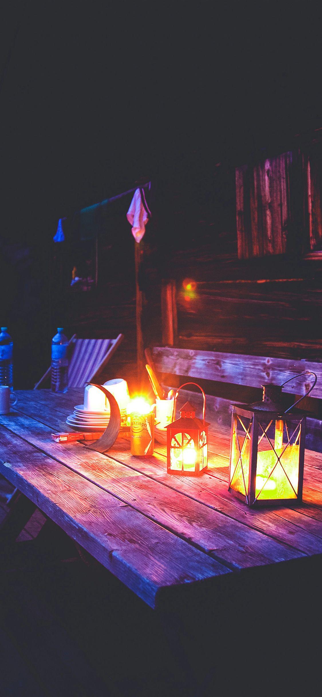 1125x2436 Camping Night Light Summer Wallpaper
