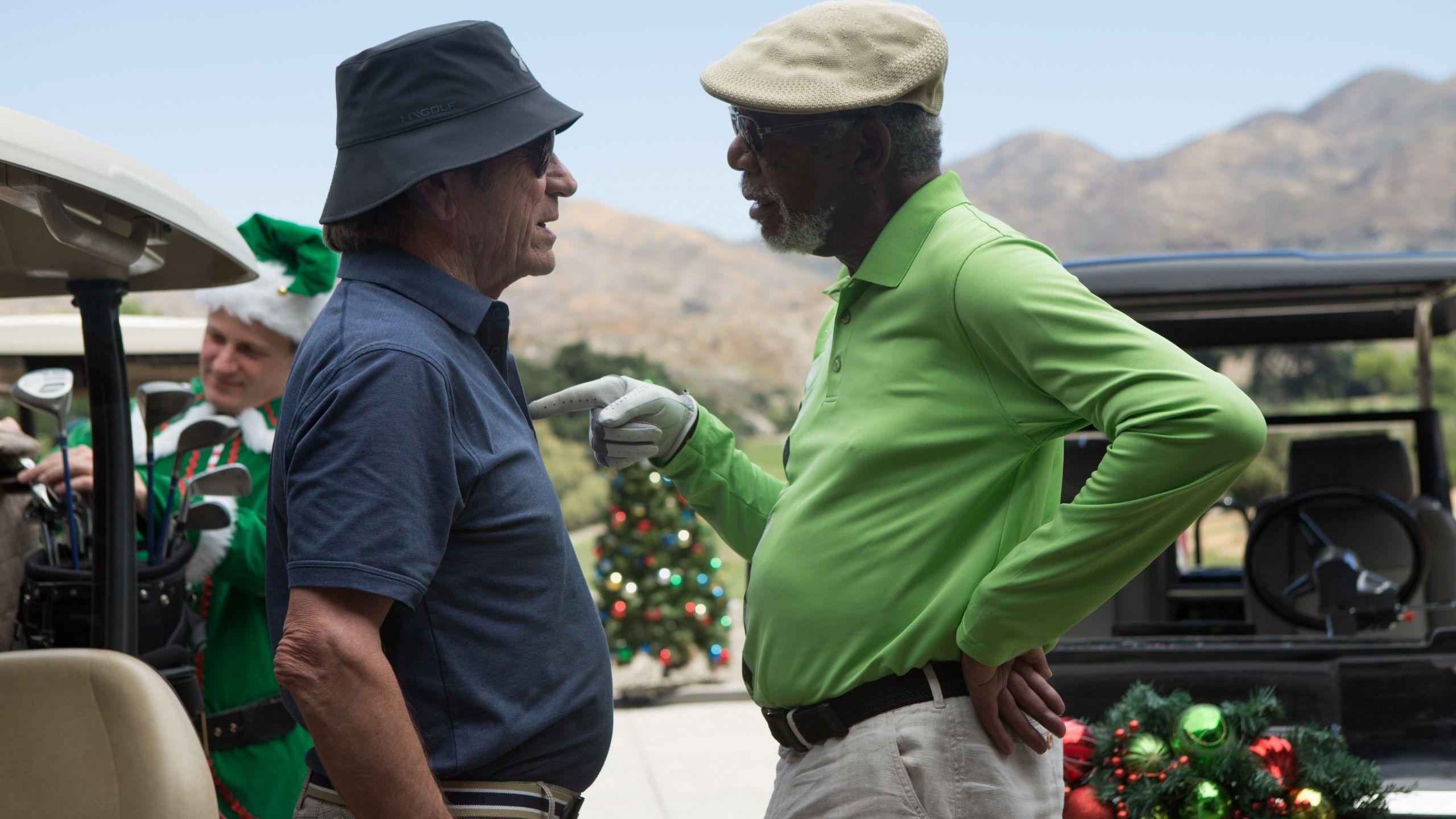 2560x1440 Wallpaper Just Getting Started, Morgan Freeman, Tommy Lee Jones, 5k, Movies