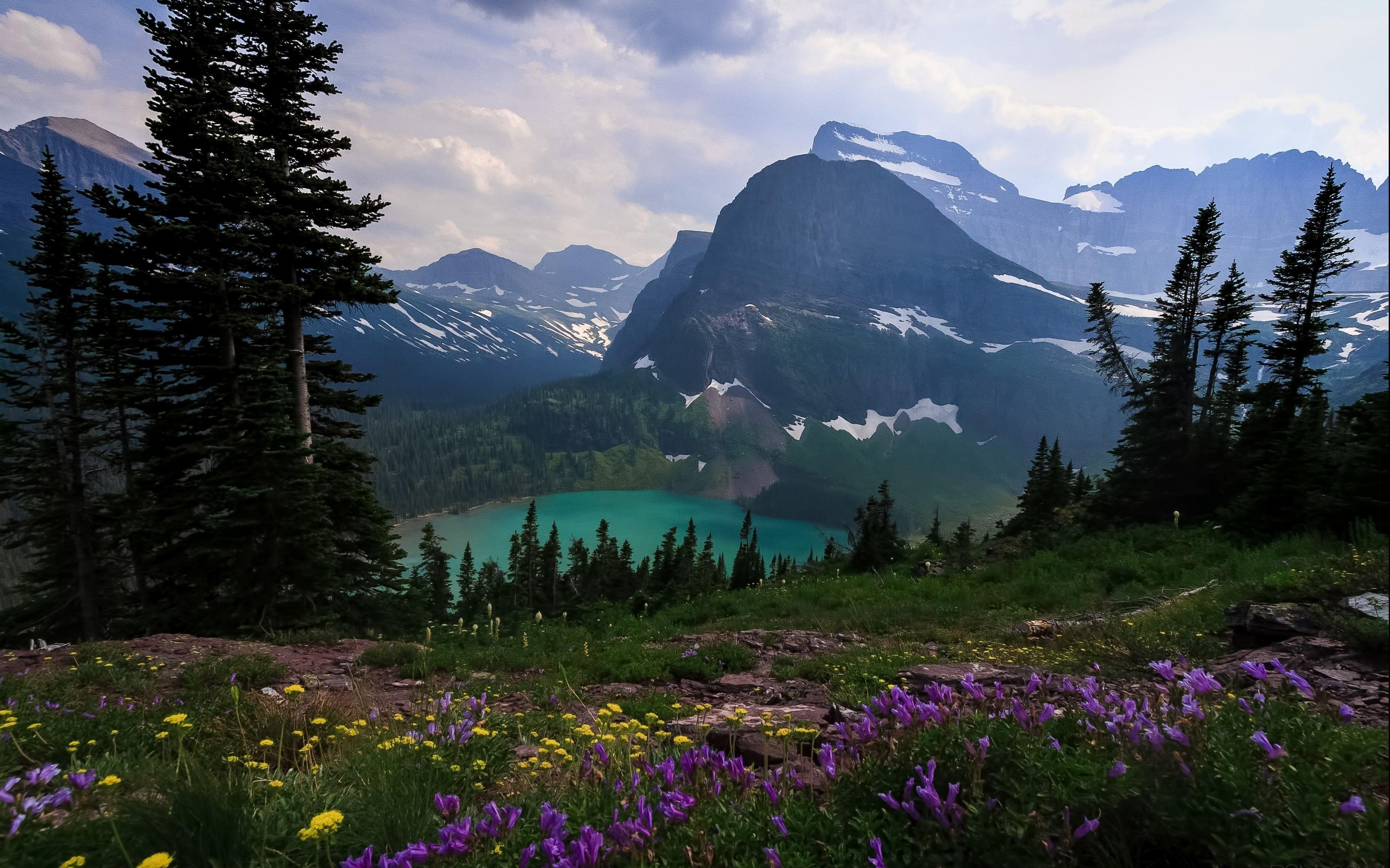 3840x2400 Lakes: Montana Mount Flower National Gould Grinnell Range Landscape