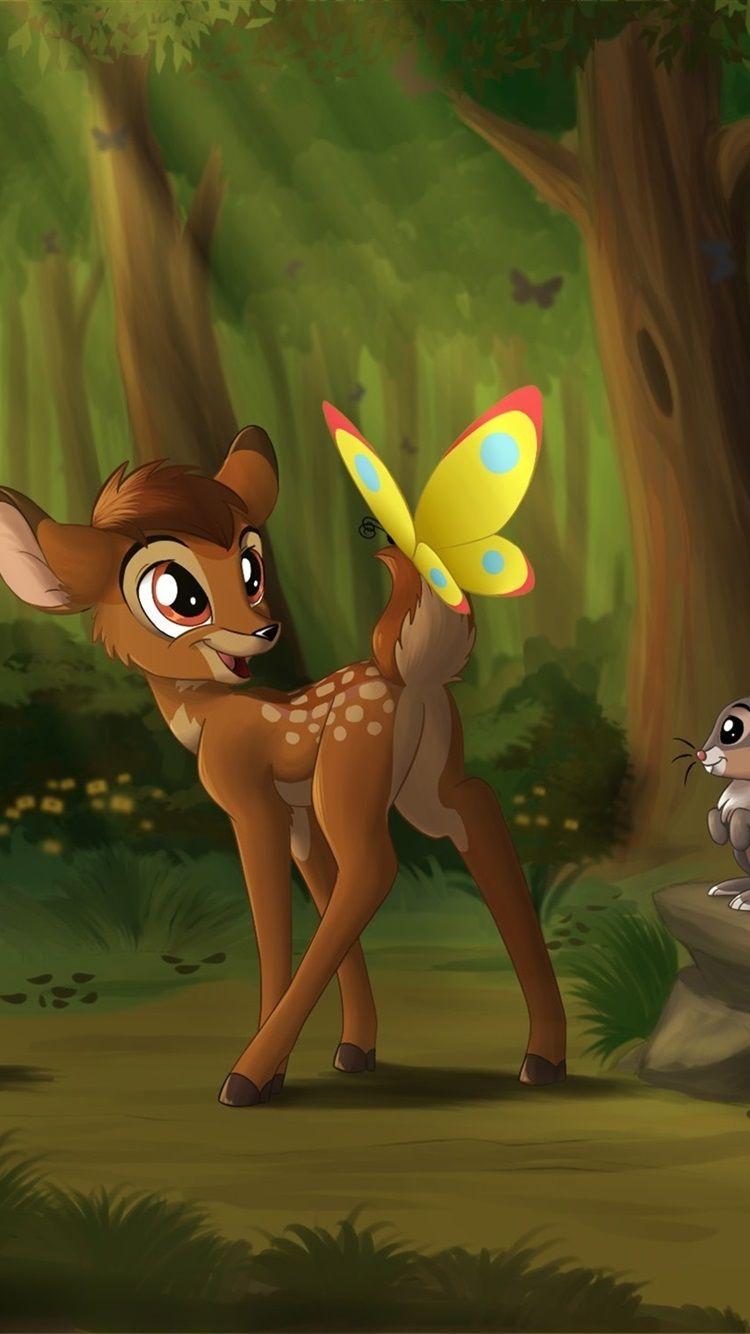750x1334 Deer Bambi, Butterfly, Bunny, Anime Movie 750x1334 IPhone 8 7 6 6S Wallpaper, Background, Picture, Image