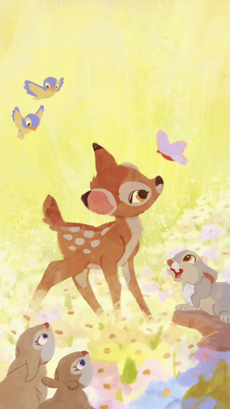 750x1334 Bambi Wallpaper / Disney. Cute disney wallpaper, Bambi disney, Disney artwork