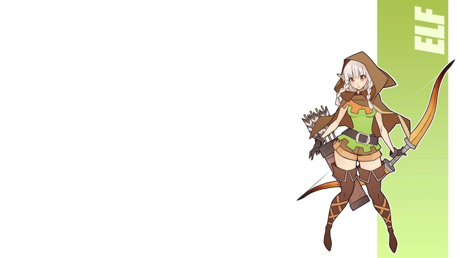 1600x900 Elf (Dragons Crown), Braids, Elves, Archer, White hair, Dragons Crown, Wood Elves, Fantasy art, Artwork, Amazon, Bow, Fantasy girl, Thigh highs Wallpaper HD / Desktop and Mobile Background