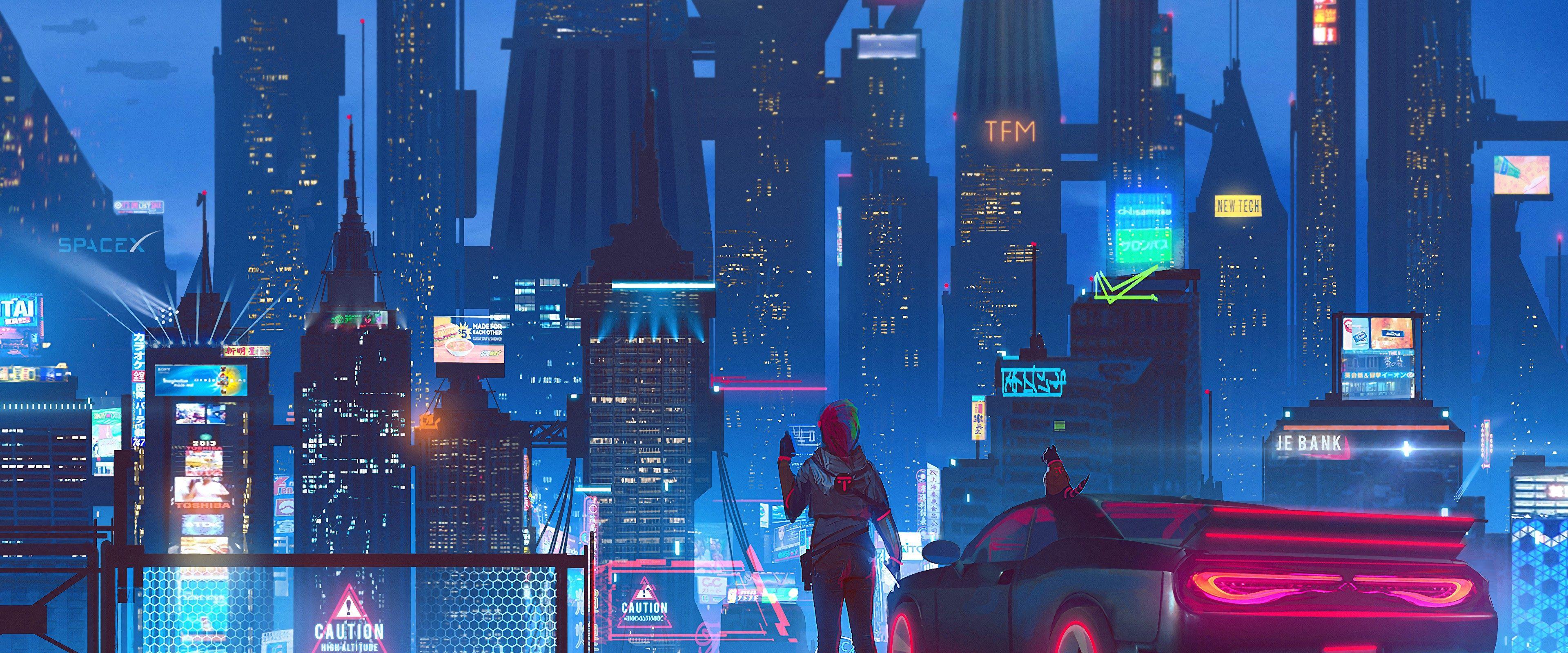 3840x1600 Sci Fi Cyberpunk City 4K Wallpaper