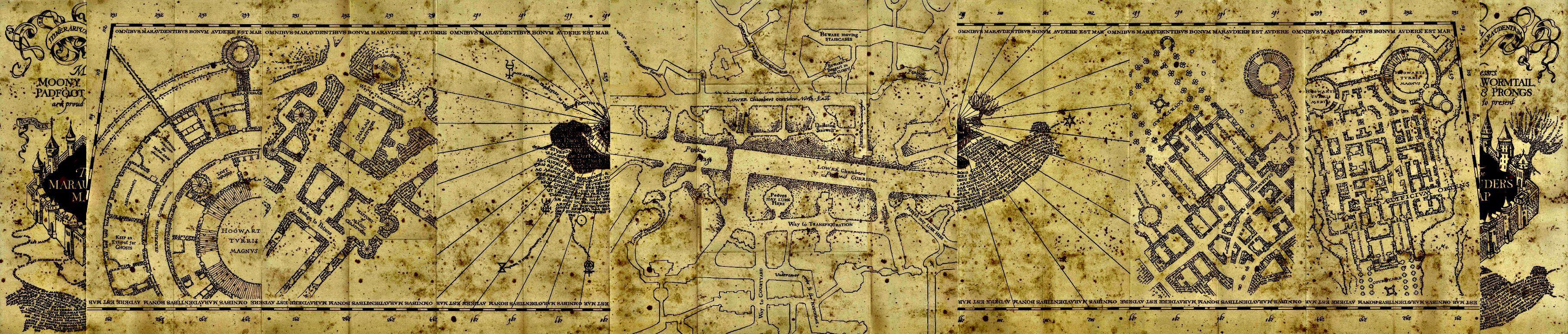 3637x776 Marauder's Map Wallpaper