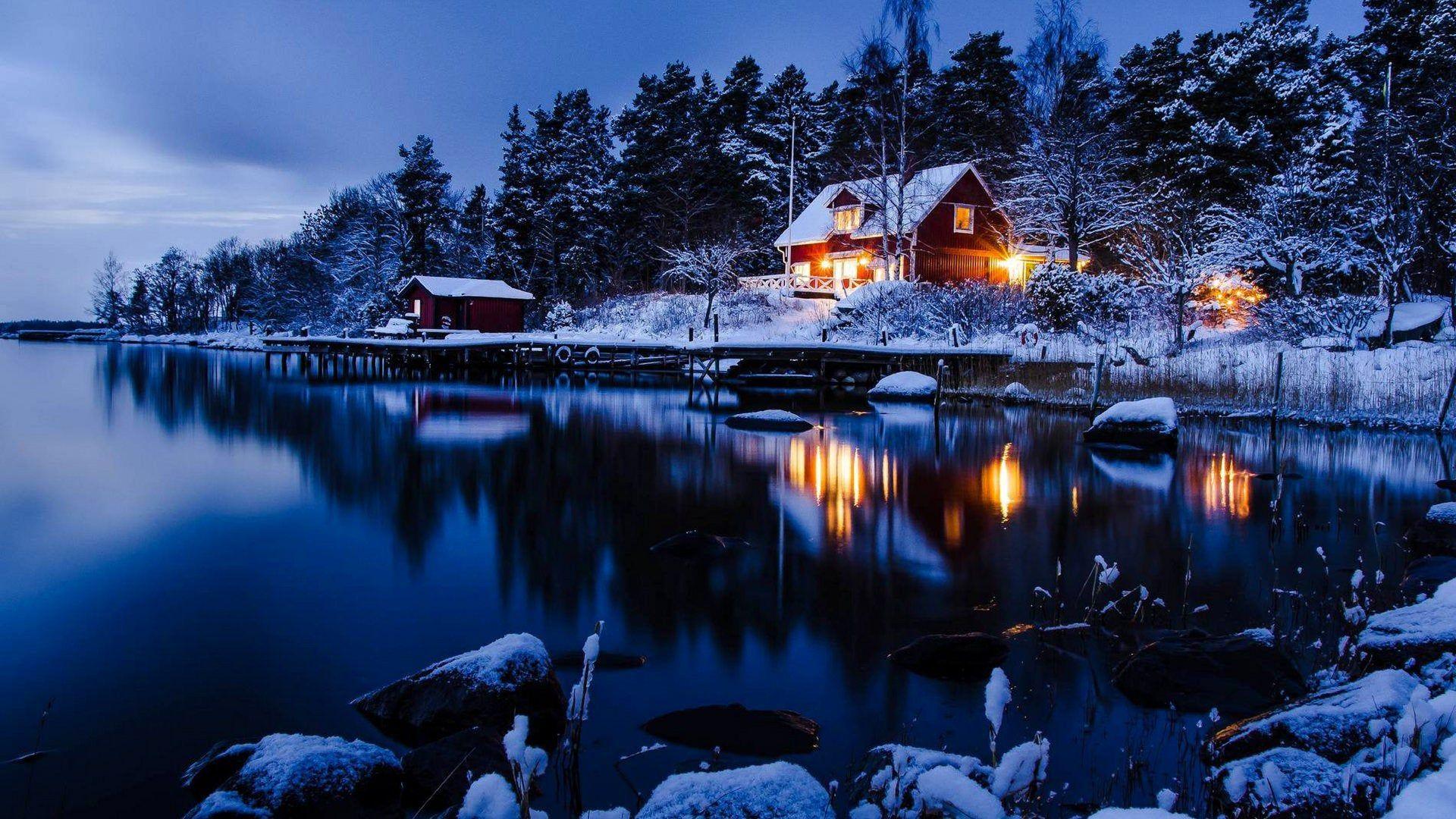 1920x1080 Winter Night HD Wallpaper (1920x1080)