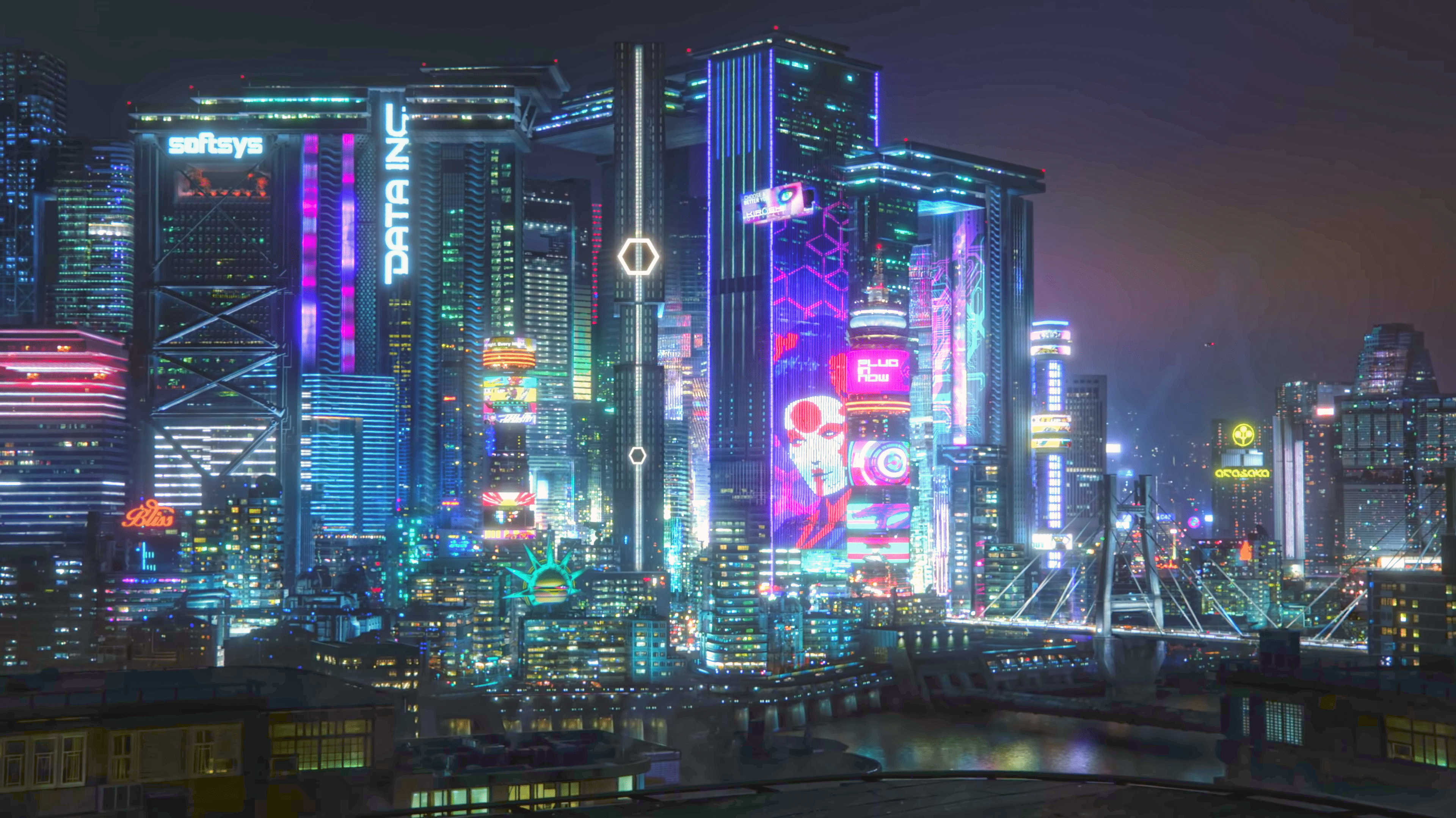 3840x2160 Xem lại thành phố đêm - Cyberpunk 2077 [4K].  Thành phố Cyberpunk, Cyberpunk 2077, Thành phố đêm