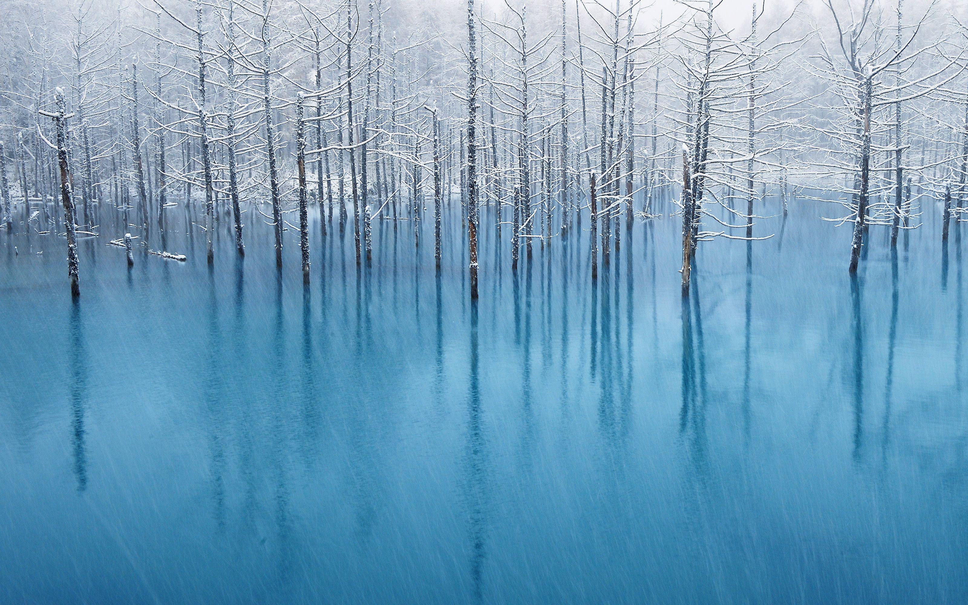 3200x2000 Snow Pond Wallpaper