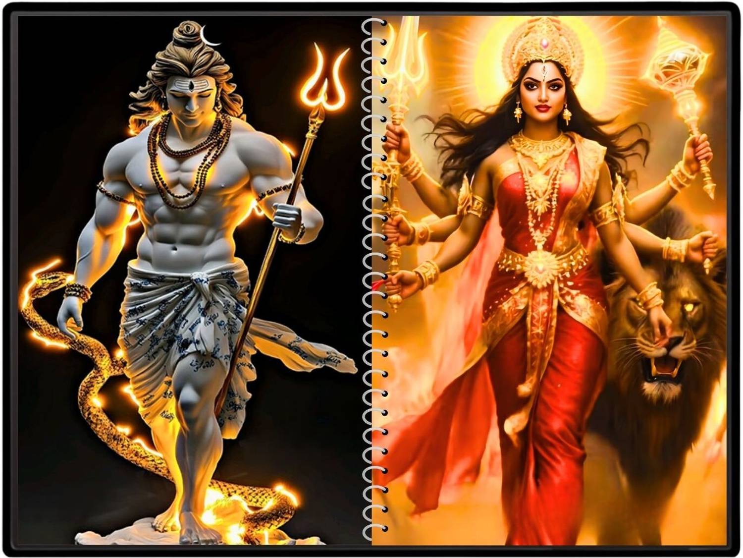 1500x1126 HitechMart Maa Durga & Lord Shiva Laminated Photo Religious Frame