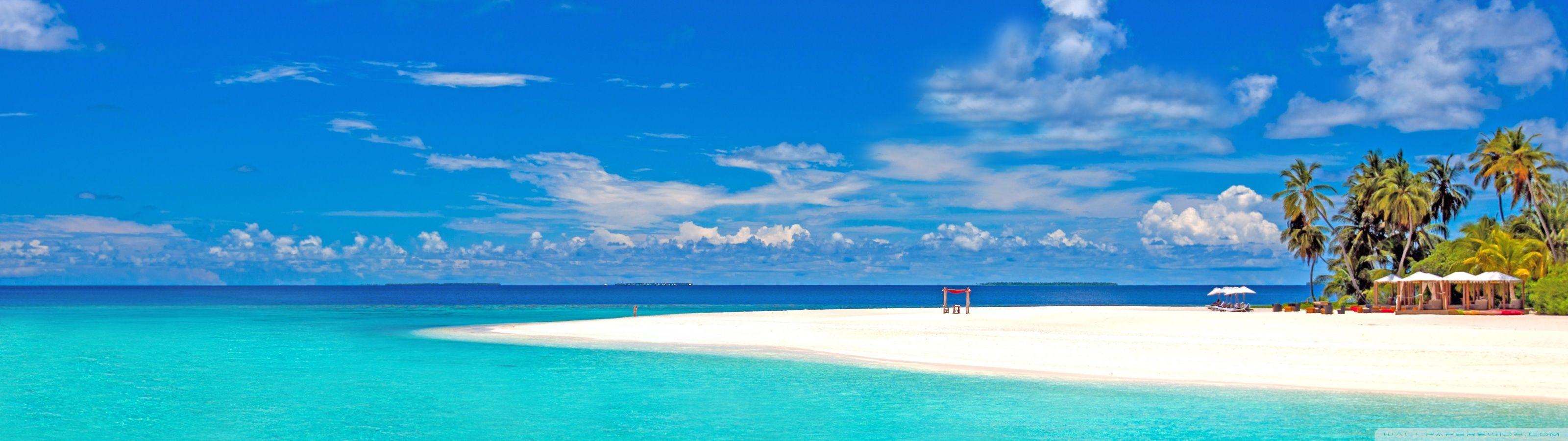 3200x900 Tropical Beach HD desktop wallpaper Fullscreen Mobile Dual. Beach wallpaper, Landscape wallpaper, Beach