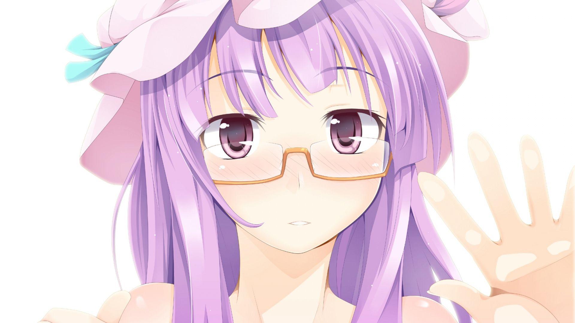 1920x1080 Download Wallpaper 1920x1080 ichiju, patchouli knowledge, girl, cap, glasses Full HD 1080p HD Background