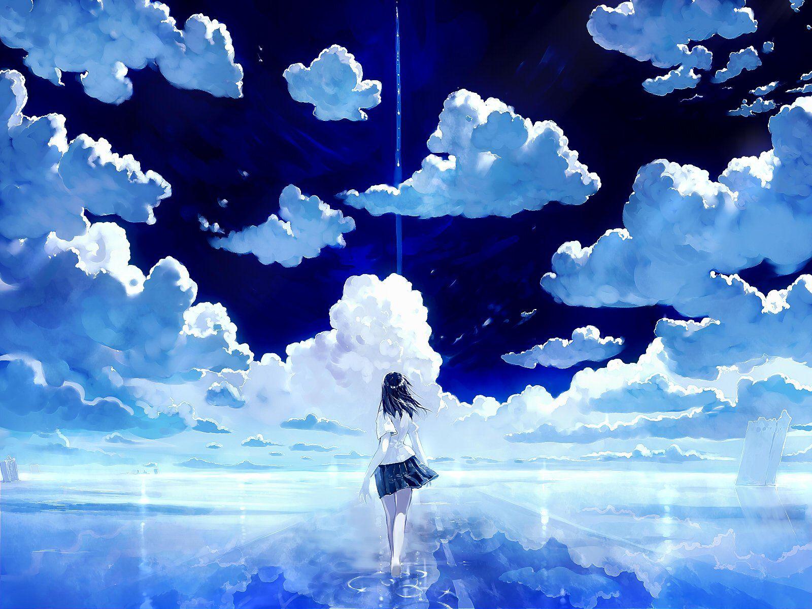 Phim hoạt hình đám mây bầu trời 1600x1200 - Tải hình nền HD bầu trời mây anime cho máy tính để bàn