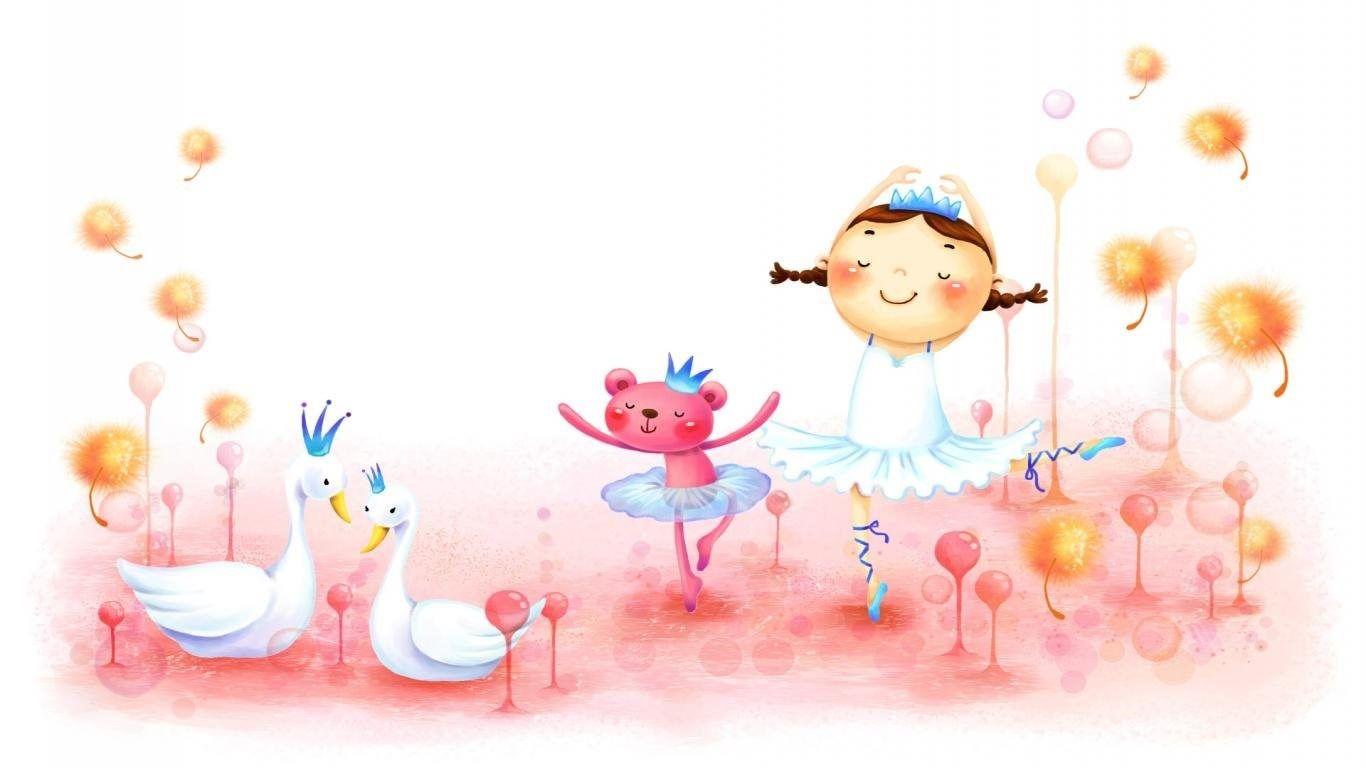 1366x768 Wallpaper Cute Cartoon Girls Romantic Little Girl X Free. Desktop Background