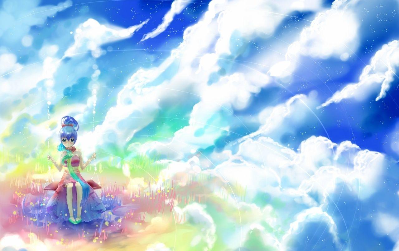 1280x804 Cô gái anime độc ​​đáo nhìn vào Thư viện hình nền bầu trời - Hình nền anime HD