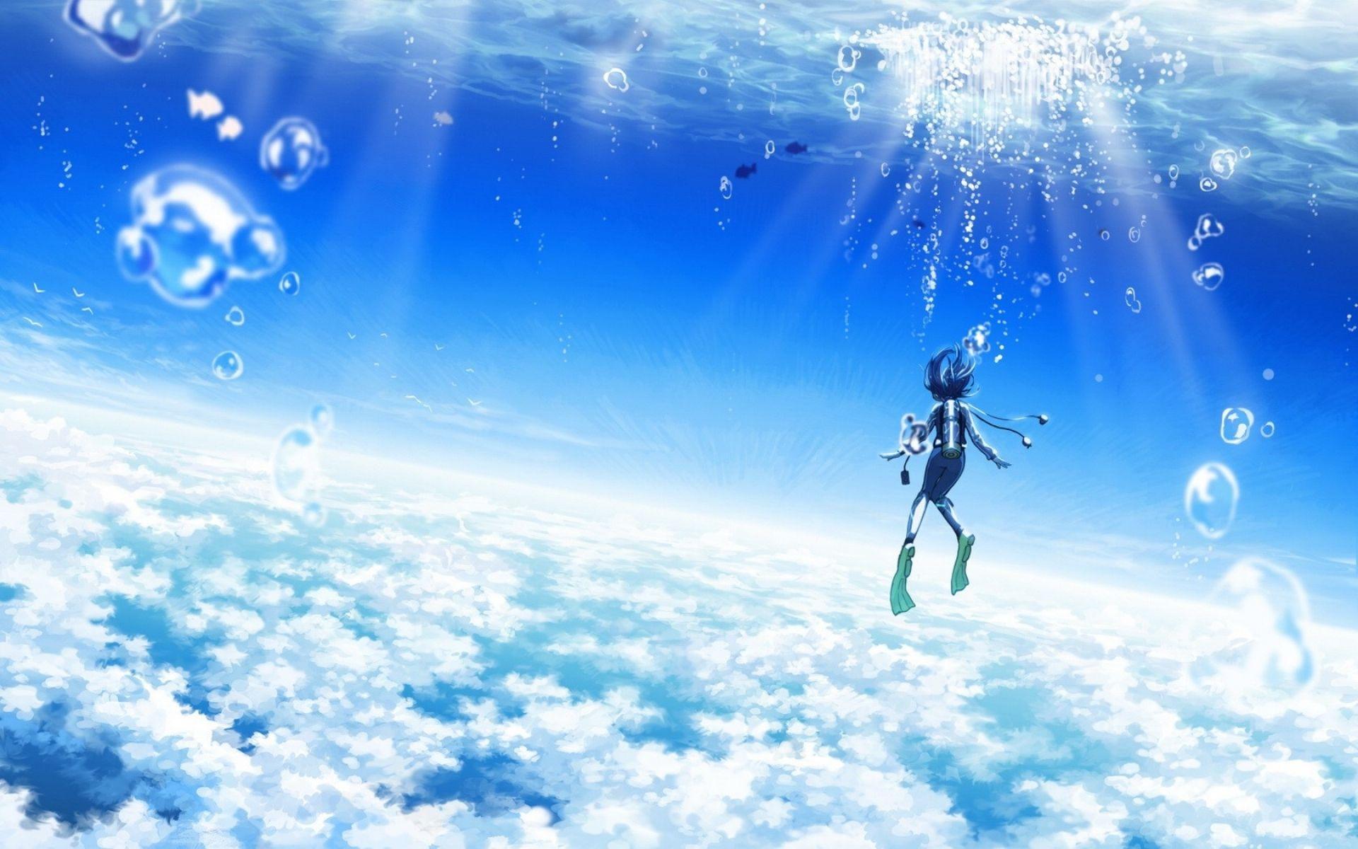 1920x1200 Blue Sky Anime Scenery Hình nền