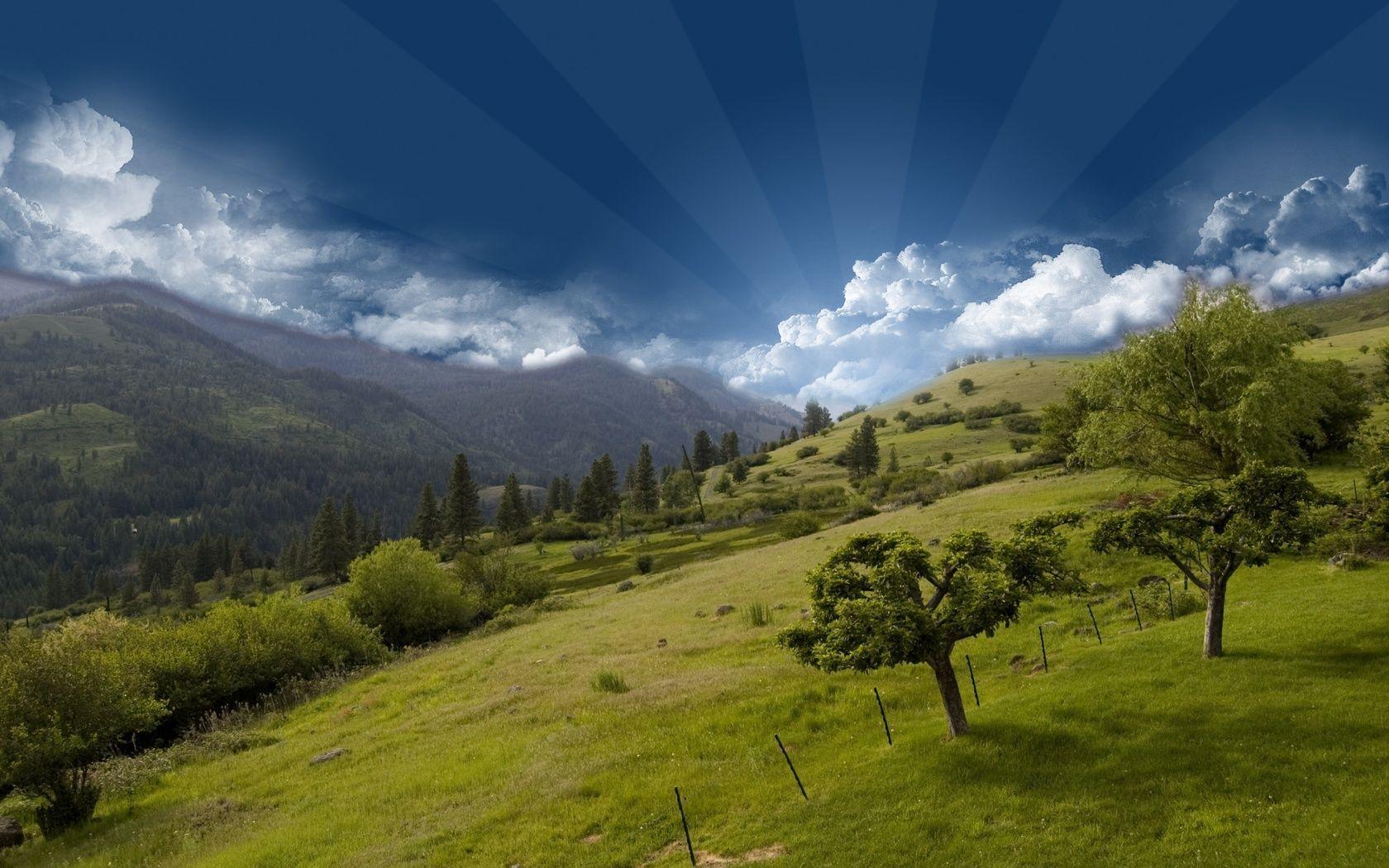 1680x1050 Hill Top Mountain Sky Wallpaper