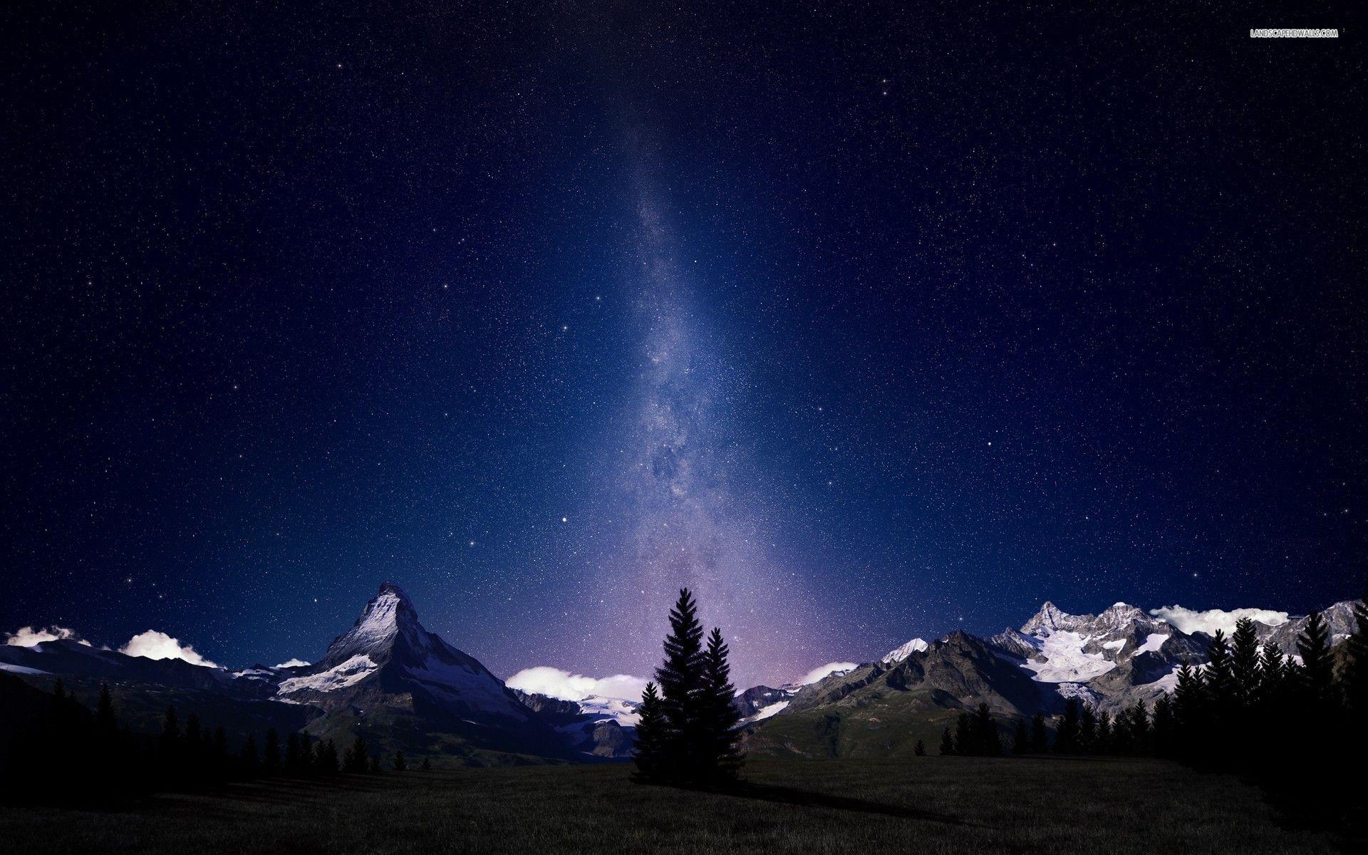 1920x1200 Starry Mountain Wallpaper