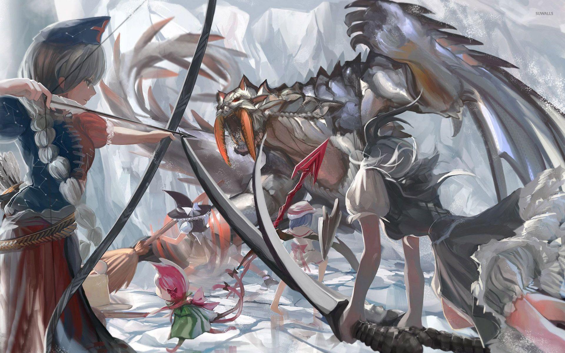 1920x1200 Archer and witches battling the monster wallpaper wallpaper