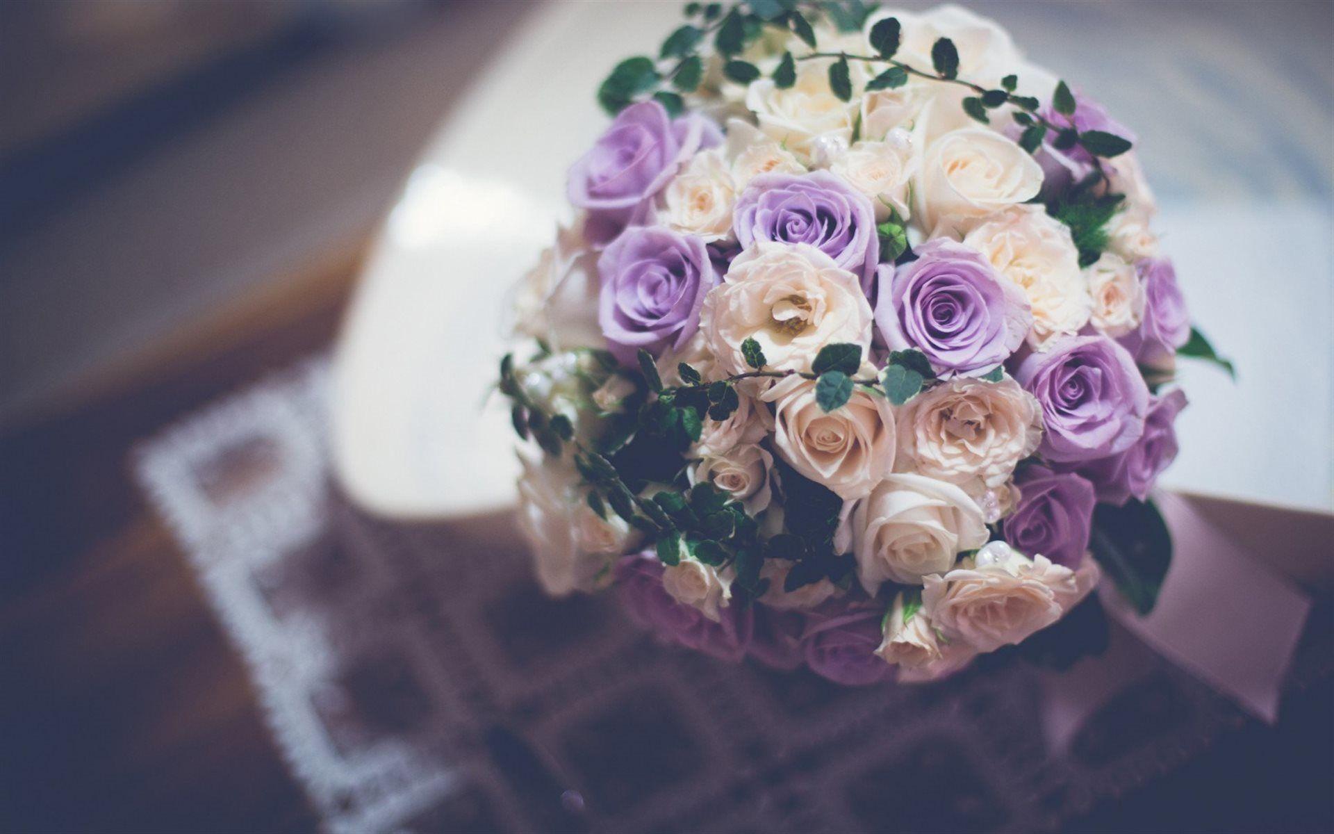 1920x1200 Download wallpaper white roses, wedding, purple roses, wedding bouquet, the poland roses, rose for desktop with resolution 1920x1200. High Quality HD picture wallpaper