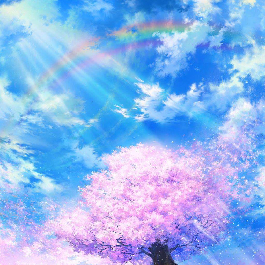 1024x1024 I Love Papers. anime bầu trời mây mùa xuân nghệ thuật minh họa