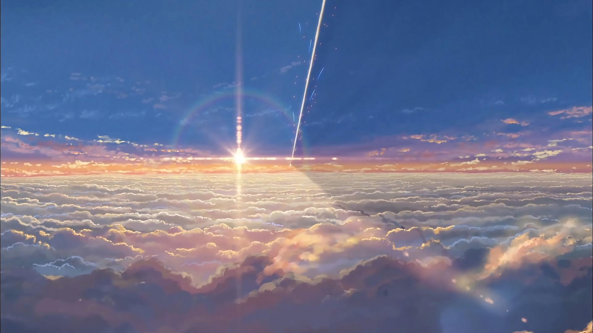 1920x1080 Tên của bạn. Những đám mây Mặt trời mọc Anime Sky. Hình nền