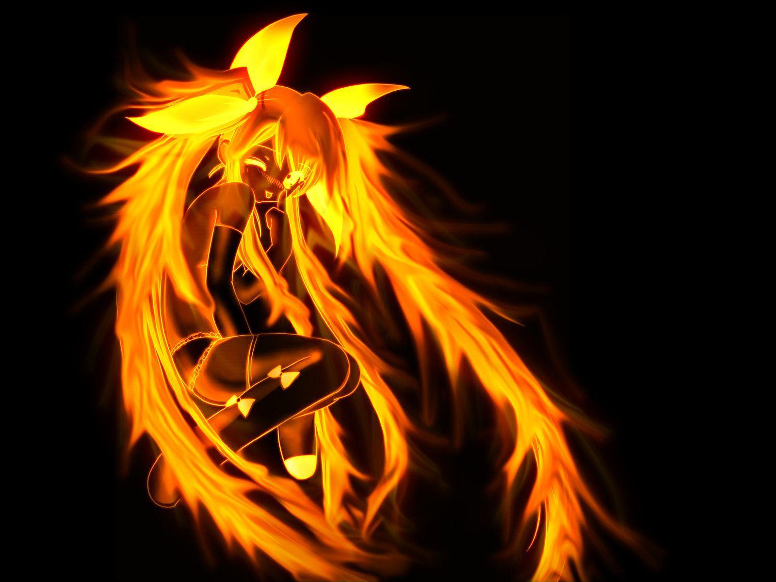 1600x1200 Fire Anime Wallpaper