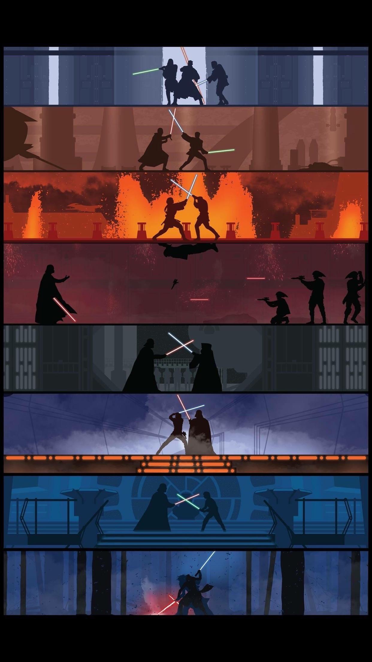 1242x2208 Star Wars Lightsaber Duel Wallpaper