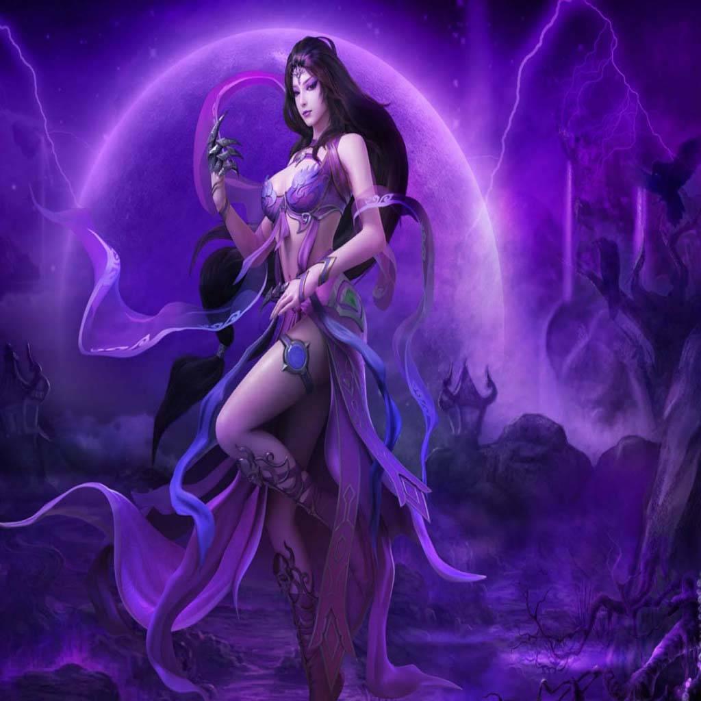 1024x1024 Purple Fantasy Girl Wallpaper