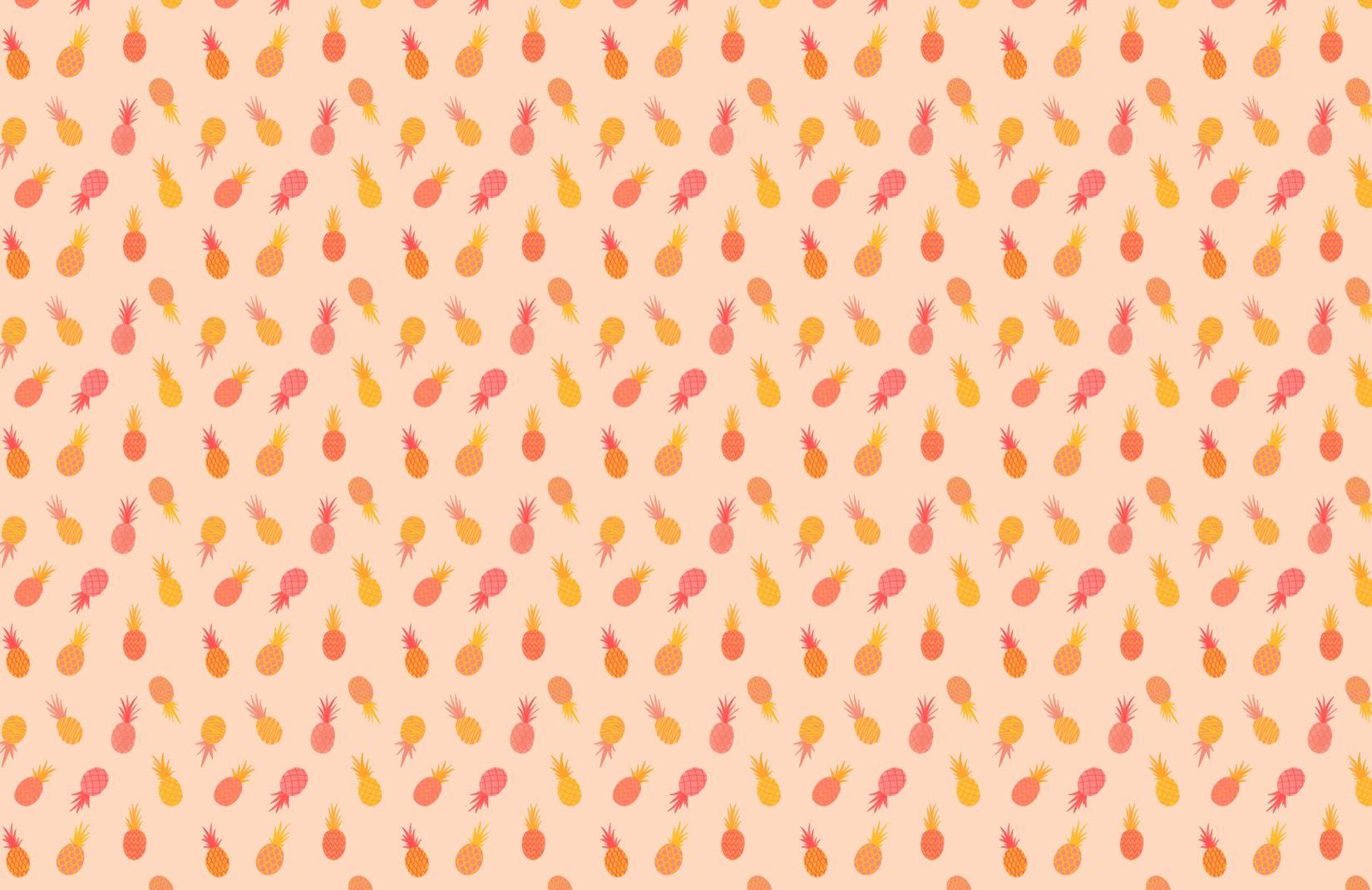1650x1070 Orange and Pink Pineapple Repeat Pattern Wallpaper