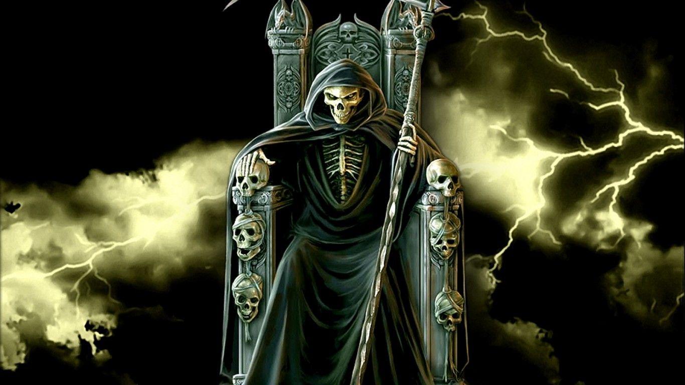 1366x768 Gothic Skull Wallpaper HD 08833