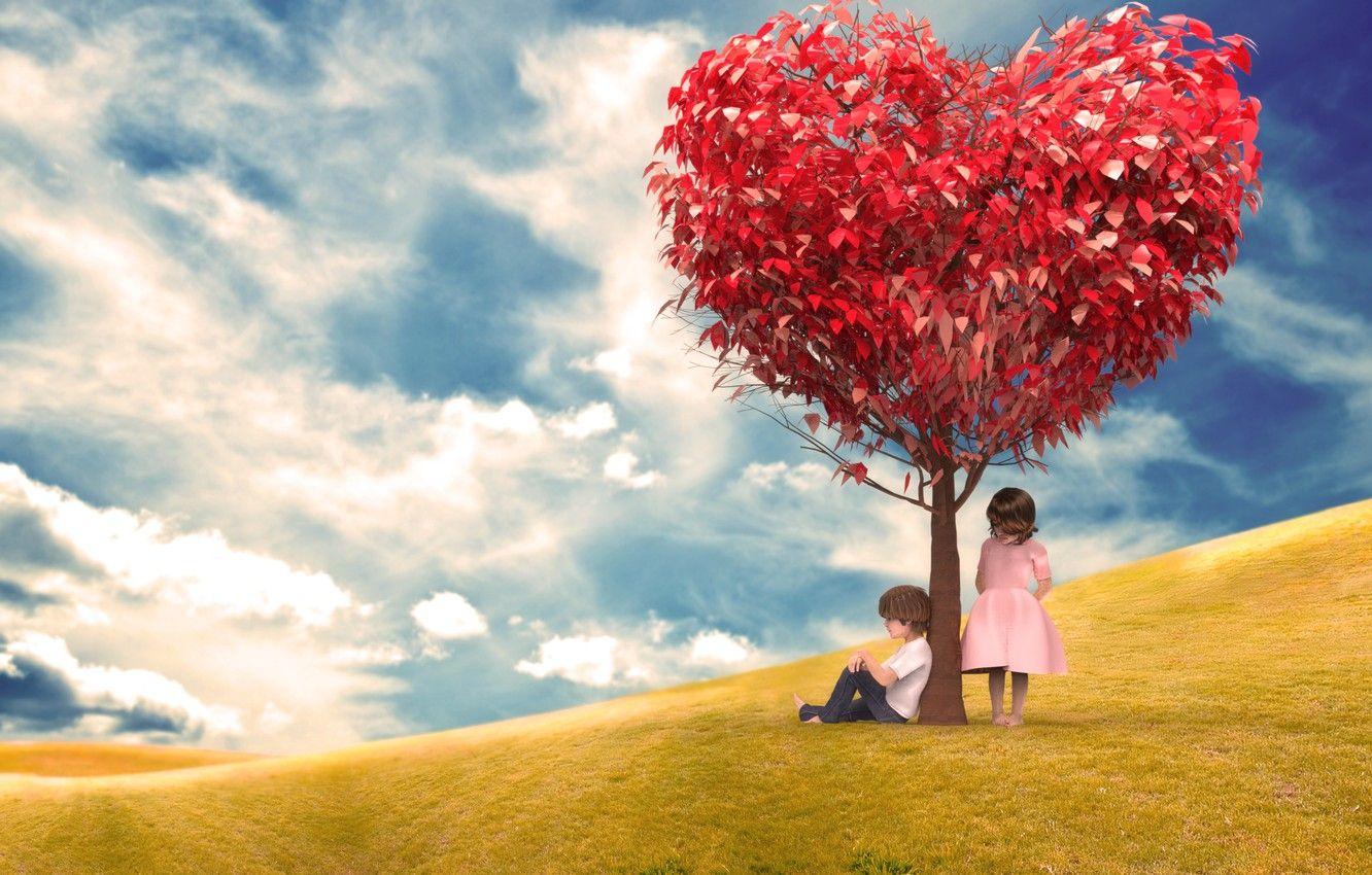 1332x850 Wallpaper love, heart, love, heart, tree, romantic image for desktop, section настроения