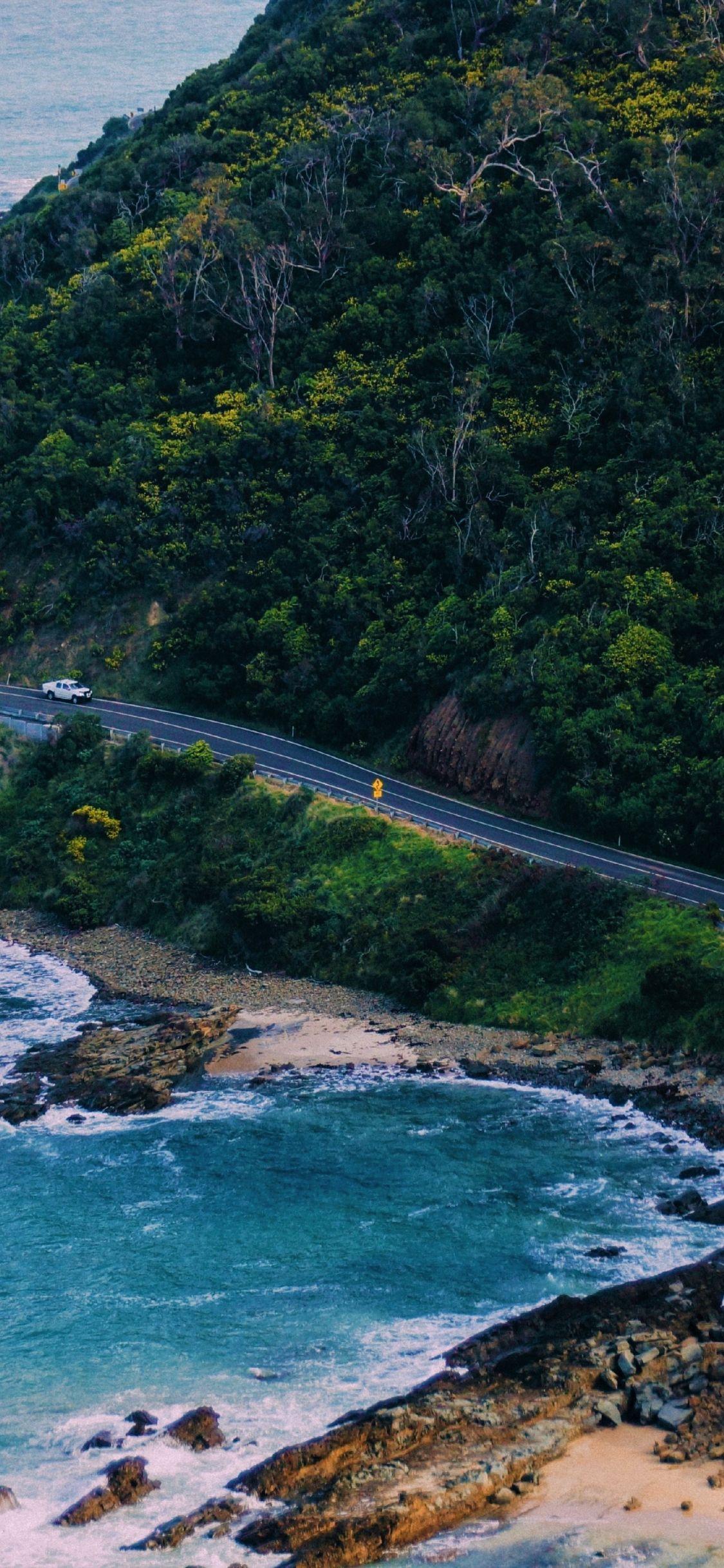 1125x2436 Download 1125x2436 wallpaper california coast, road, highway, aerial view, iphone x 1125x2436 HD image, background, 986