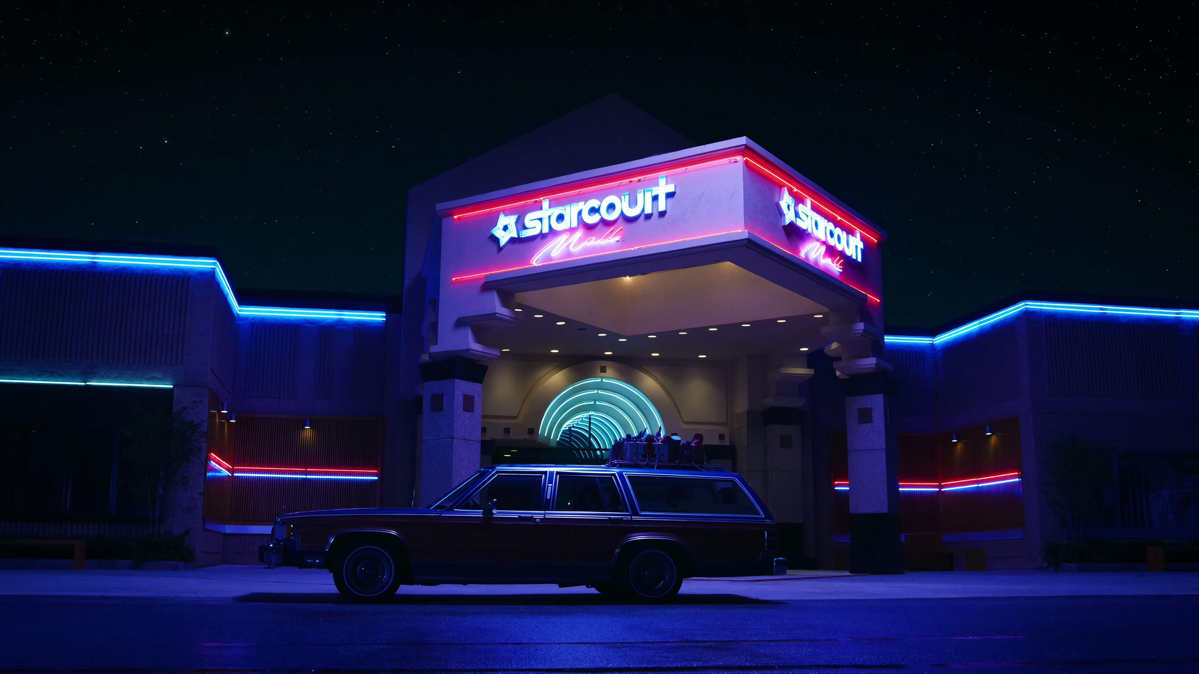 3840x2160 Stranger Things #starcourt #car #blue shopping mall #night #dark #red #black tv seri. Stranger things wallpaper, Stranger things aesthetic, Stranger things season
