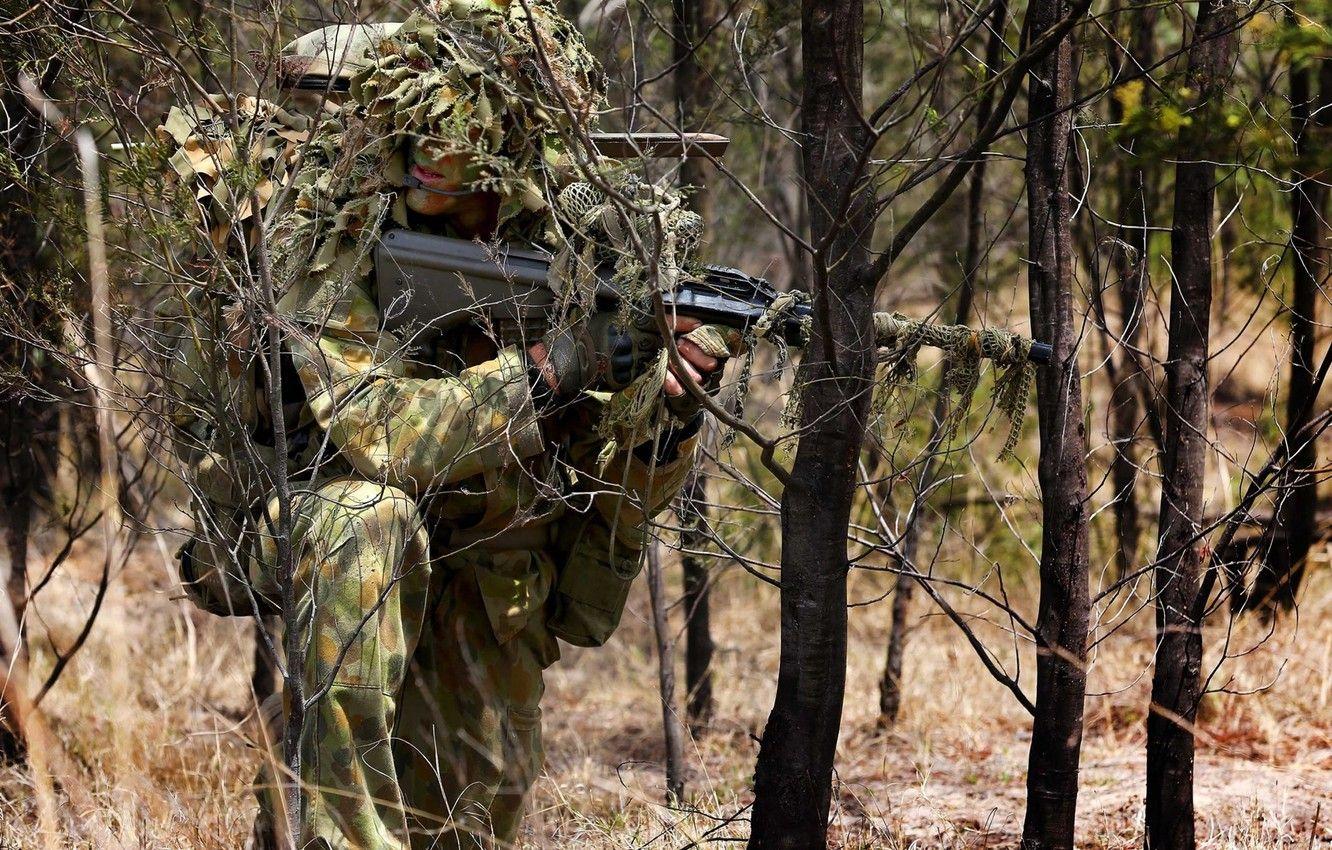 1332x850 Wallpaper forest, soldier, camouflage, australian army sniper image for desktop, section мужчины