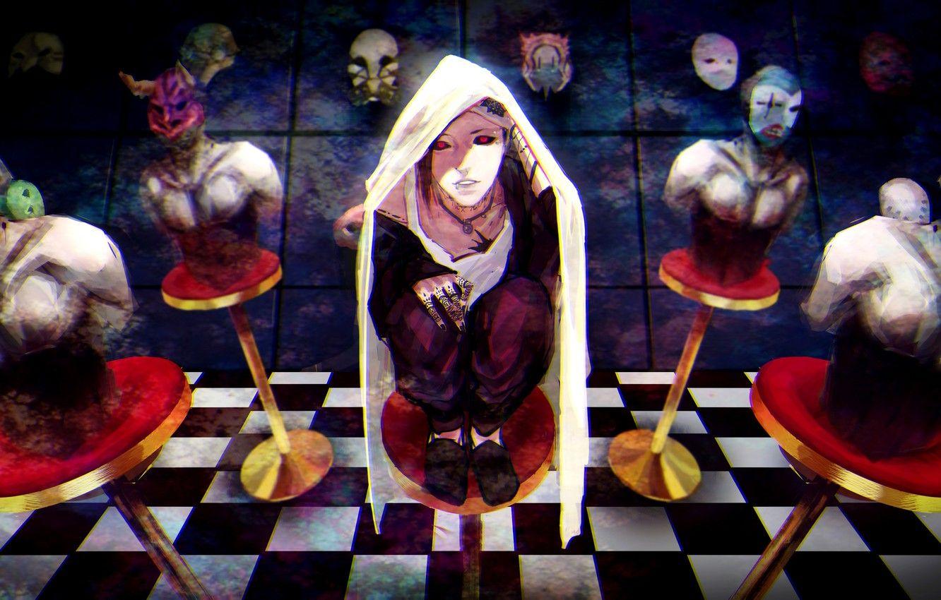 1332x850 Wallpaper anime, art, guy, mask, mannequins, uta, Tokyo ghoul, Tokyo Ghoul, sai ichirou image for desktop, section сэйнэн