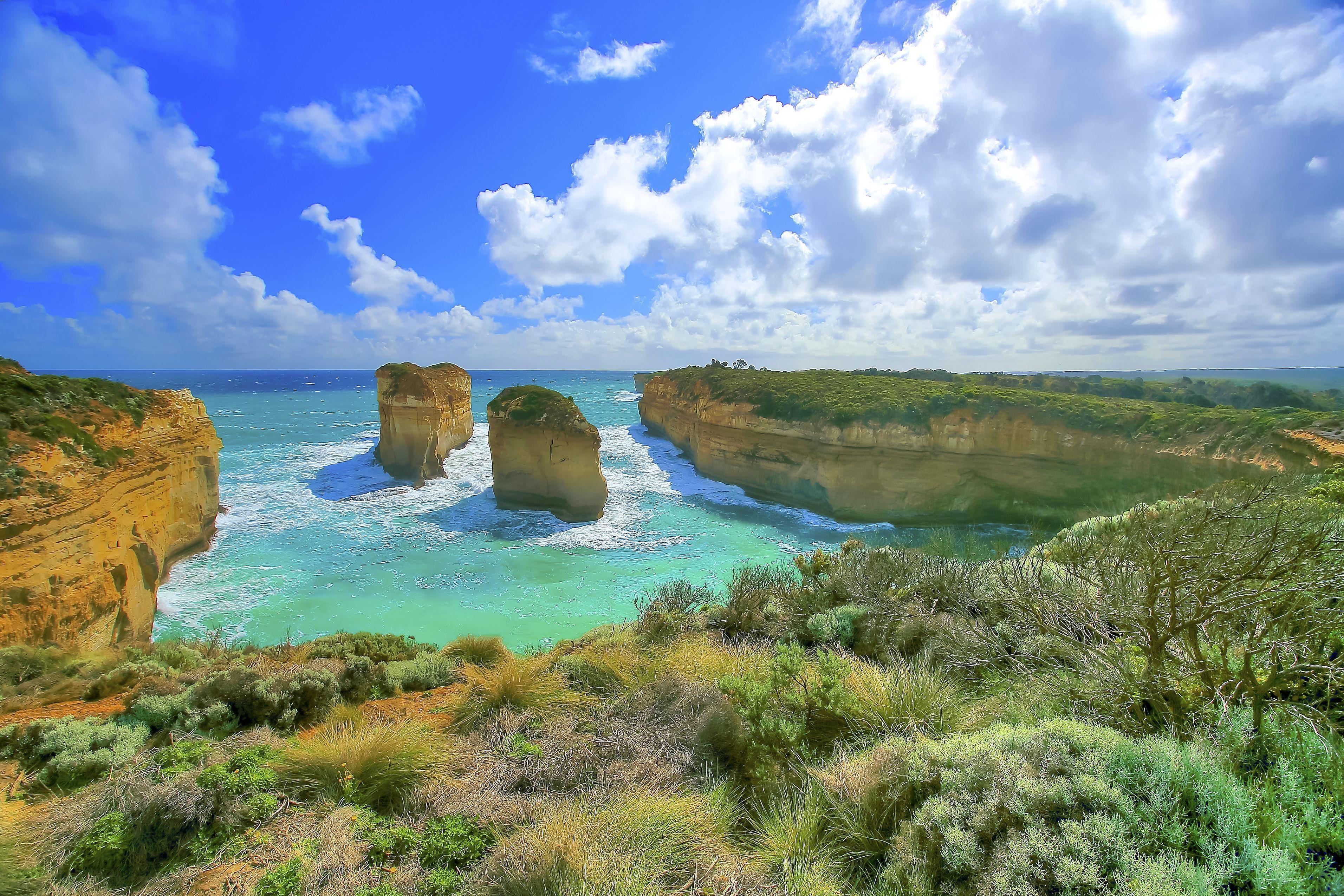 3825x2551 ocean, Australia, Beach, Rocks, Landscape Wallpaper HD / Desktop and Mobile Background