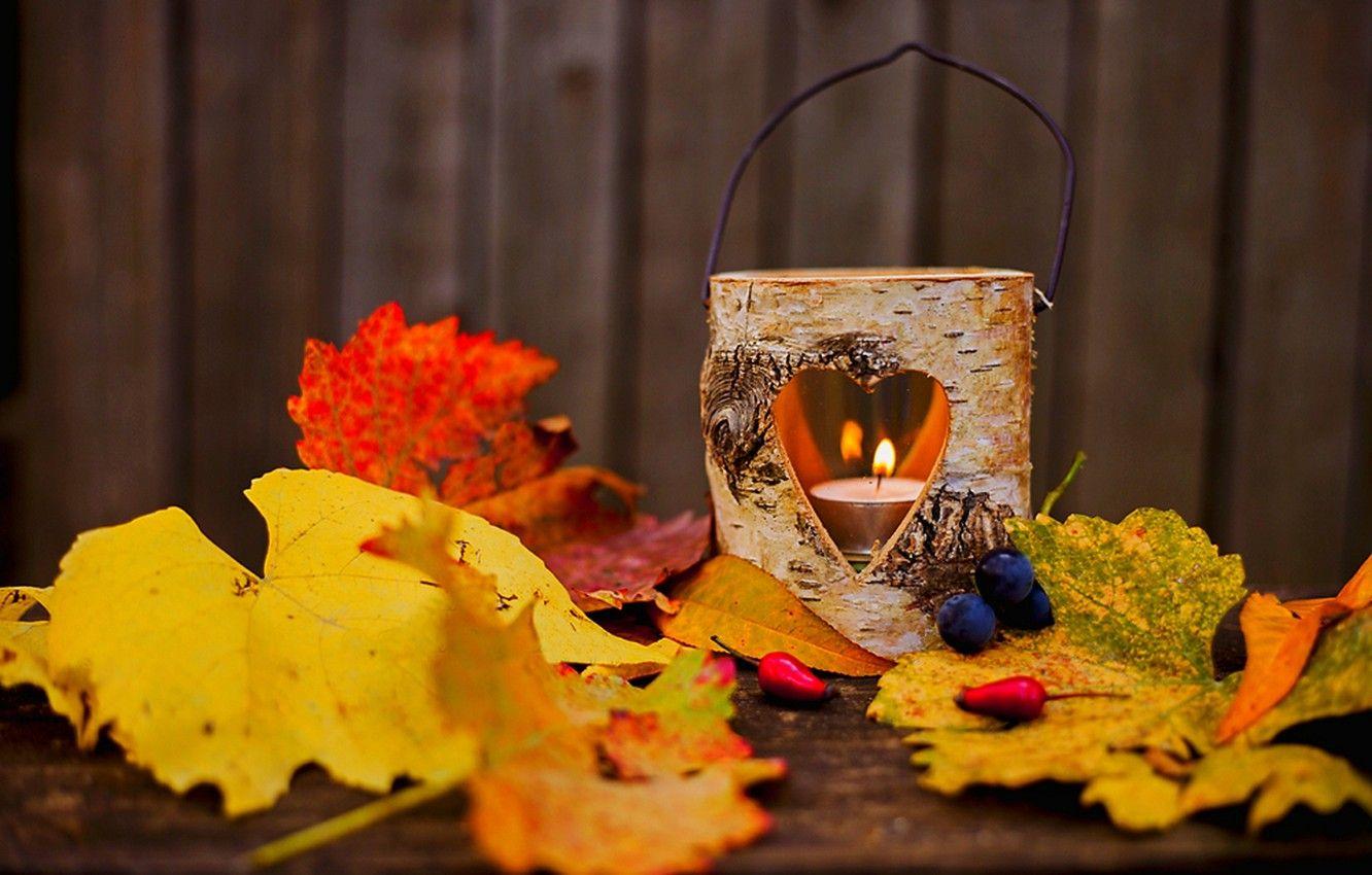 1332x850 Wallpaper autumn, leaves, love, flame, heart, lamp, lantern, flame, love, heart, autumn, leaves, lamp, candle, lantern, candle image for desktop, section разное