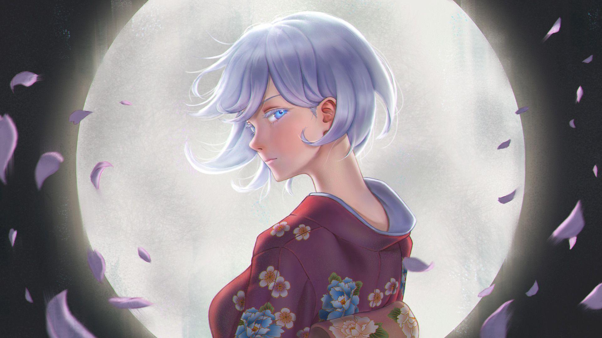 1920x1080 Desktop wallpaper blue eyes, beautiful, anime girl, art, HD image, picture, background, b087cd
