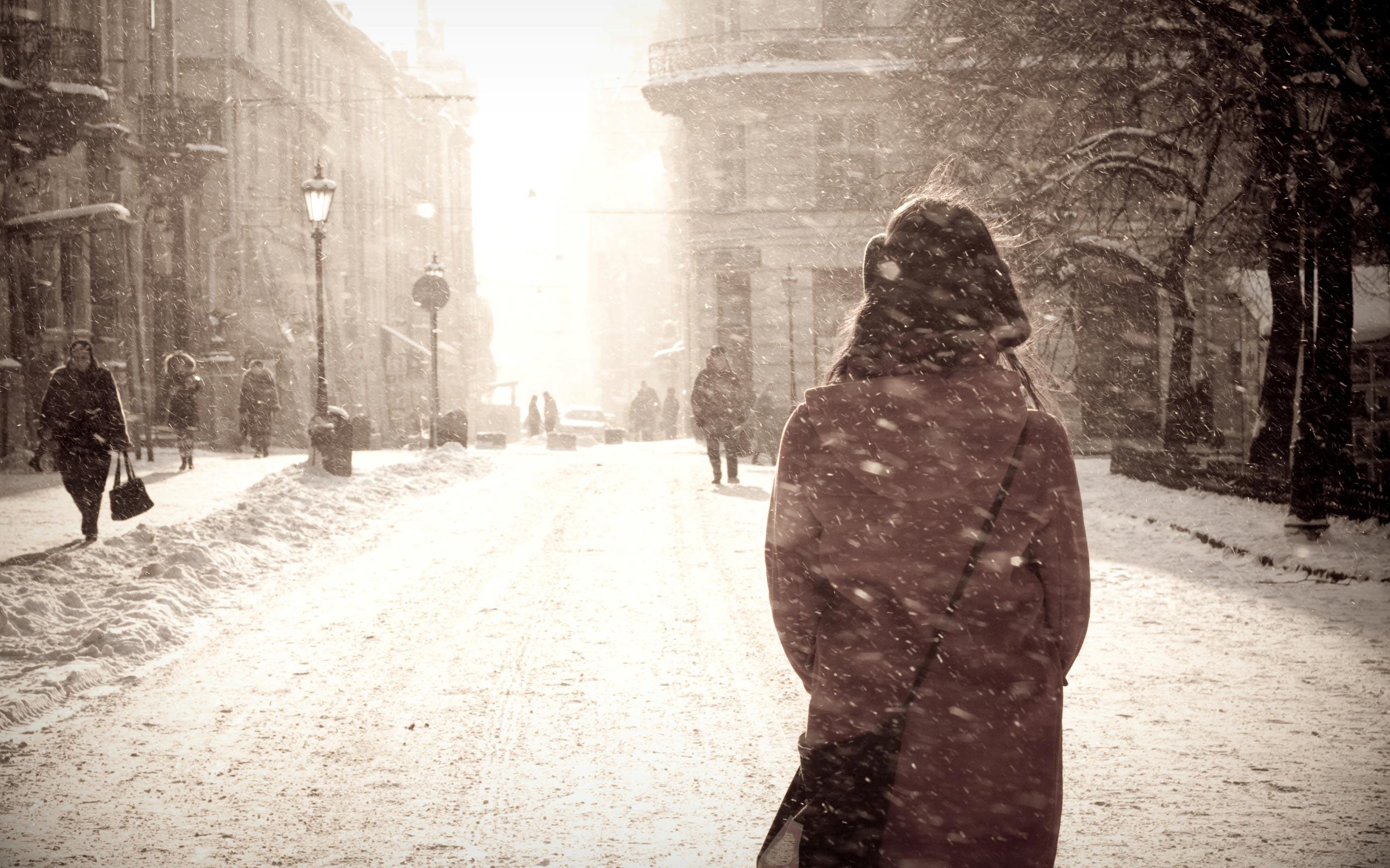 2560x1600 Wallpaper HD Snow Falling